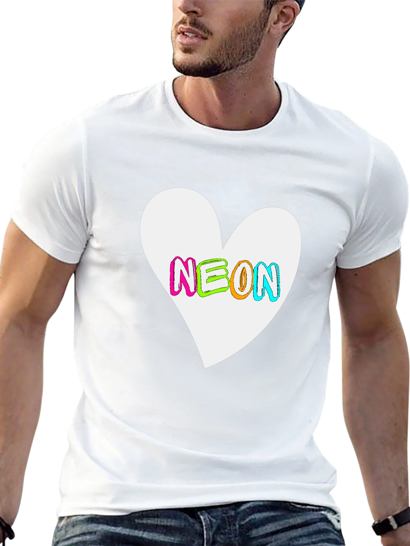 Neon Heart Graphic T-Shirt - Bold Casual Style