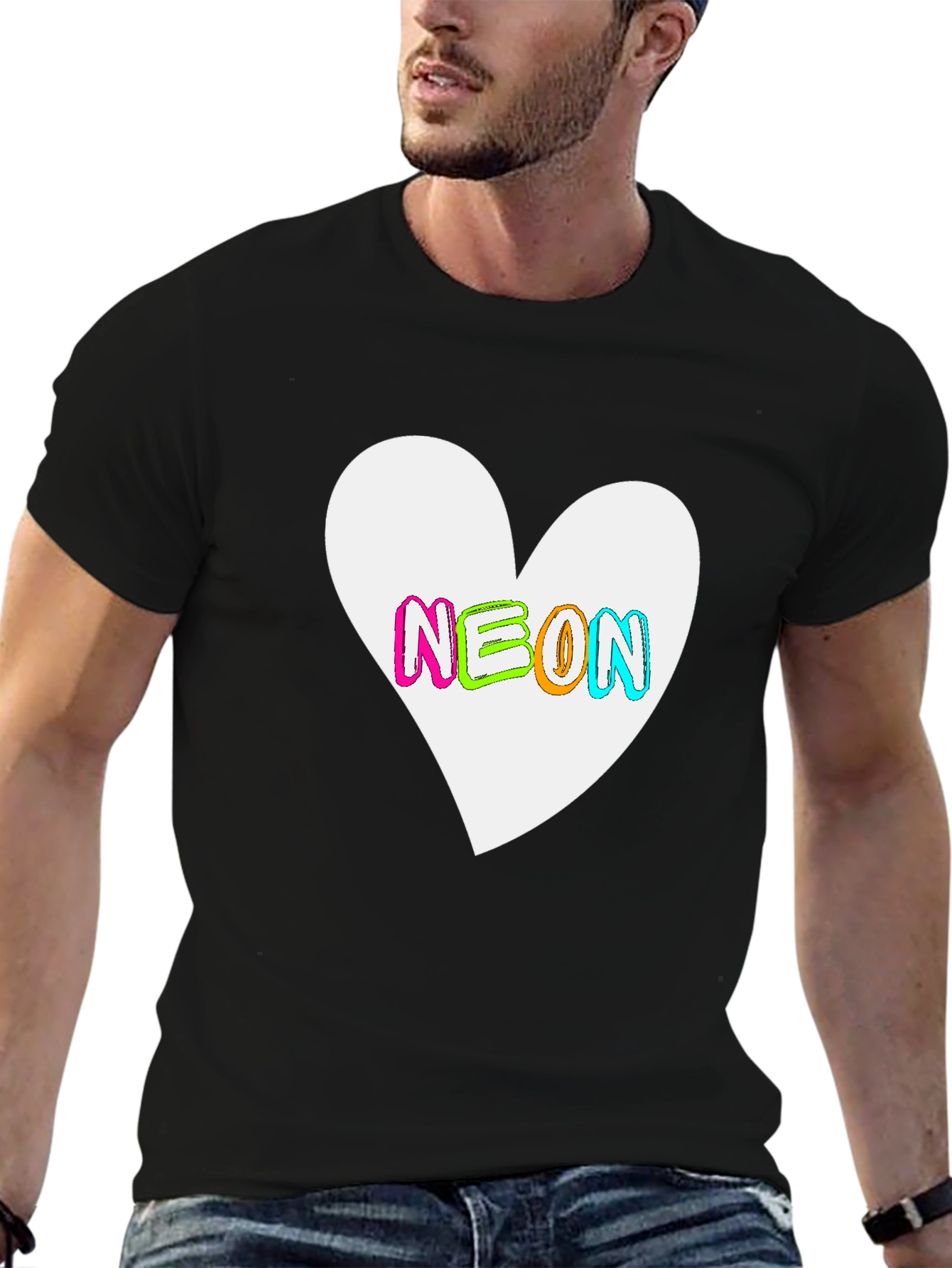 Neon Heart Graphic T-Shirt - Bold Casual Style