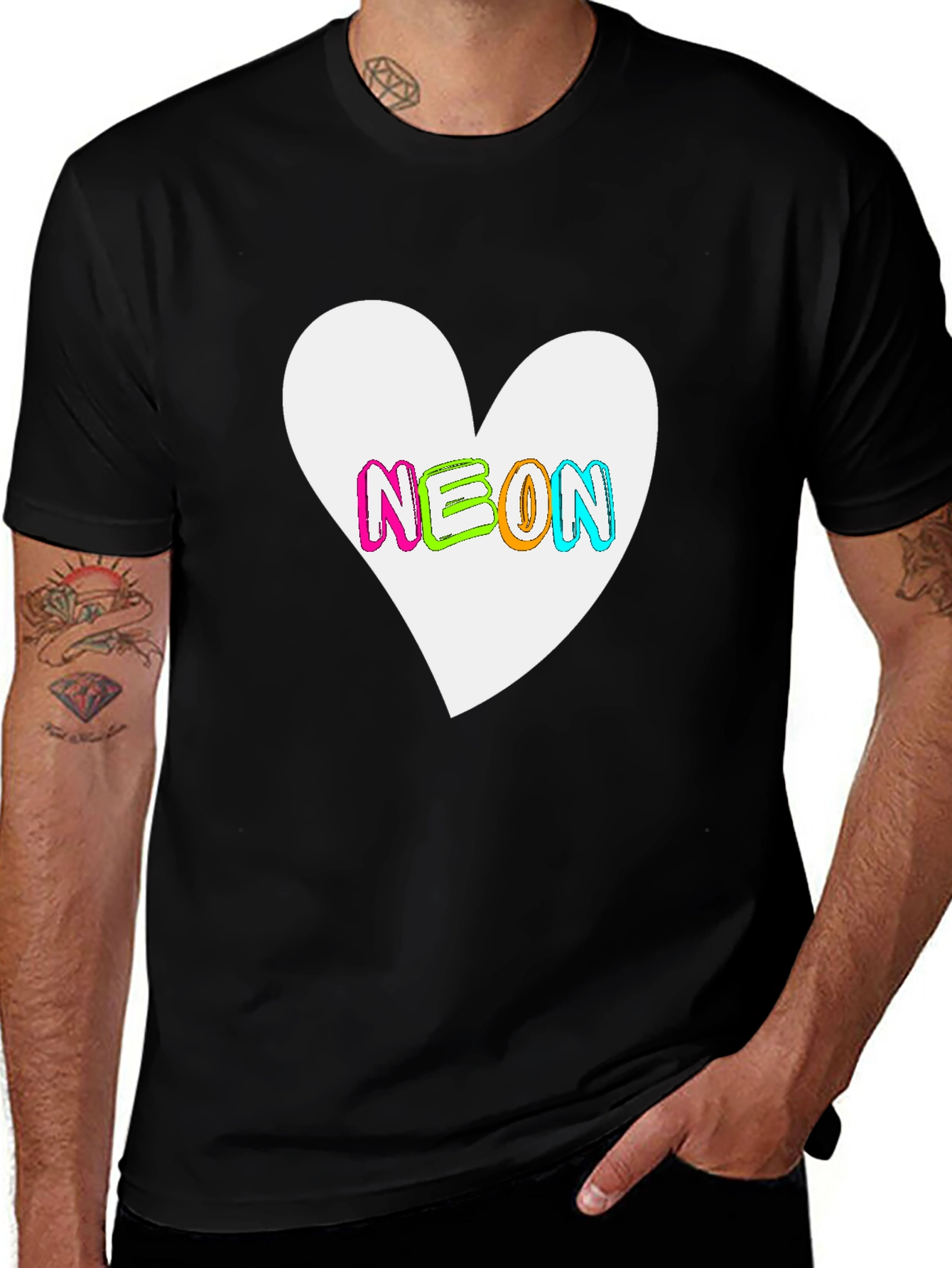 Neon Heart Graphic T-Shirt - Bold Casual Style