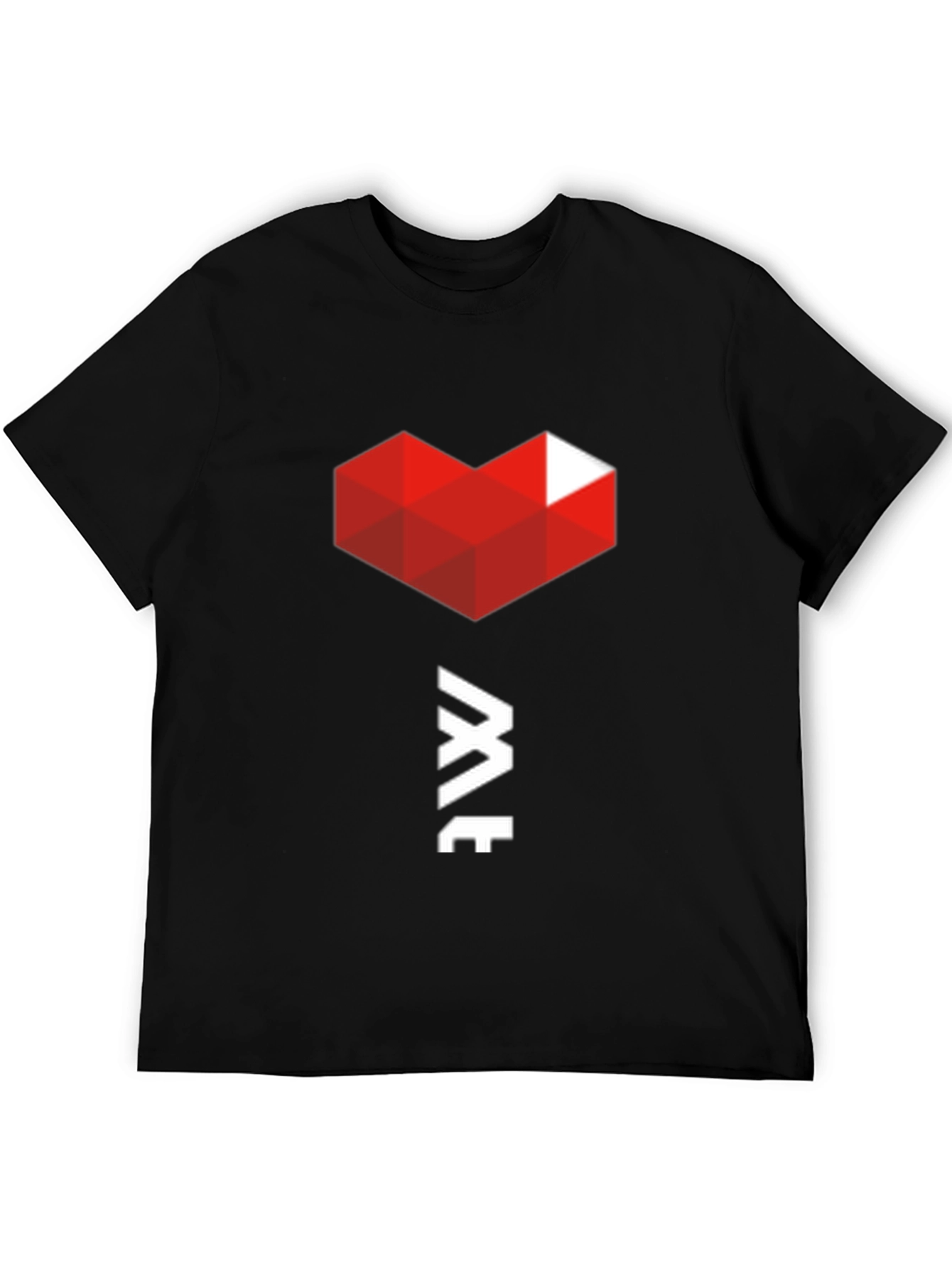 Geometric Heart Graphic Tee - Modern Black T-Shirt
