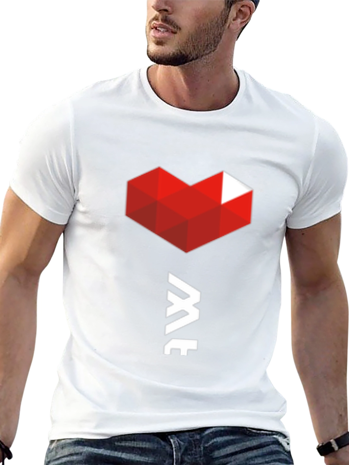 Geometric Heart Graphic Tee - Modern Black T-Shirt