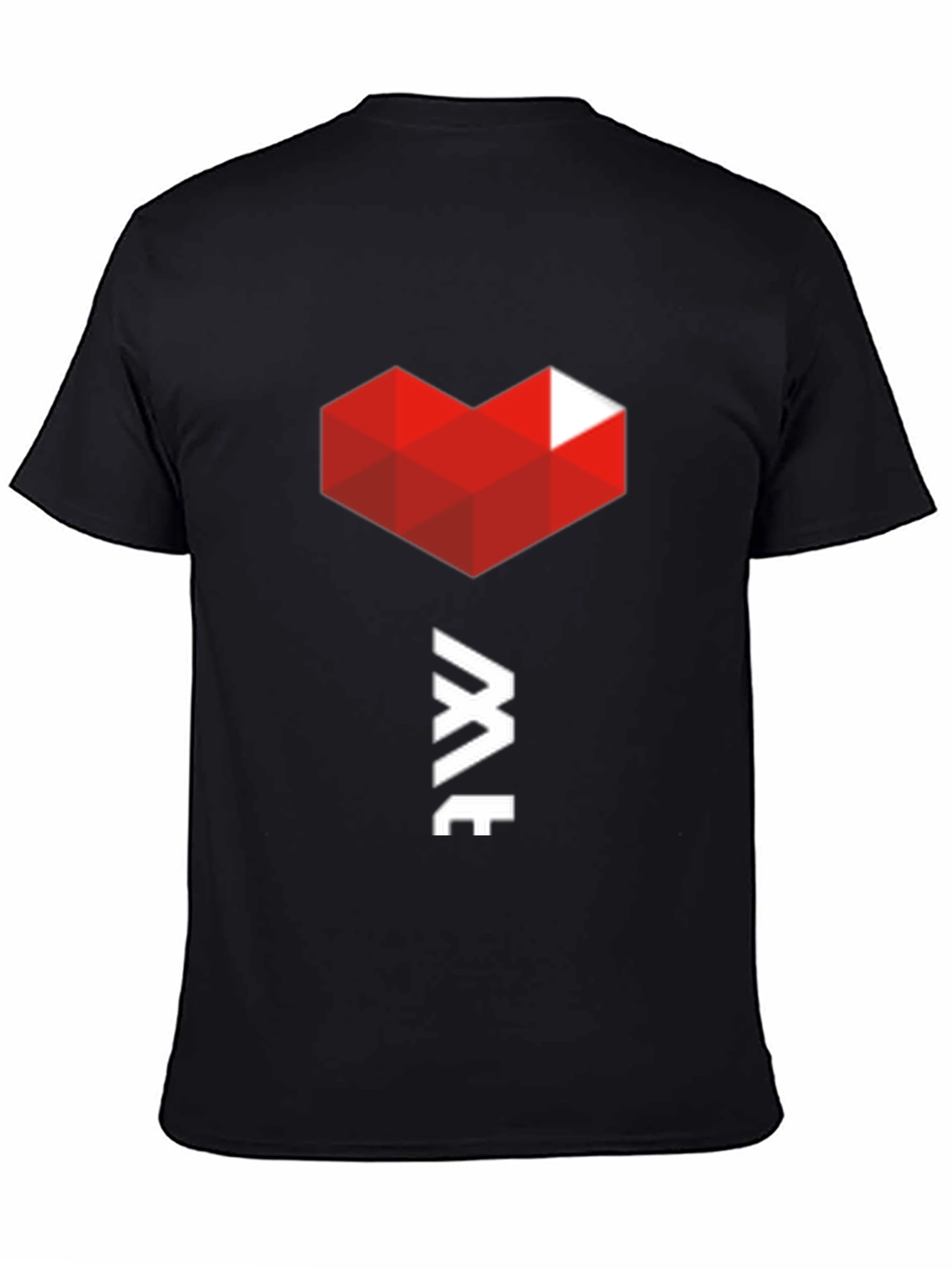 Geometric Heart Graphic Tee - Modern Black T-Shirt