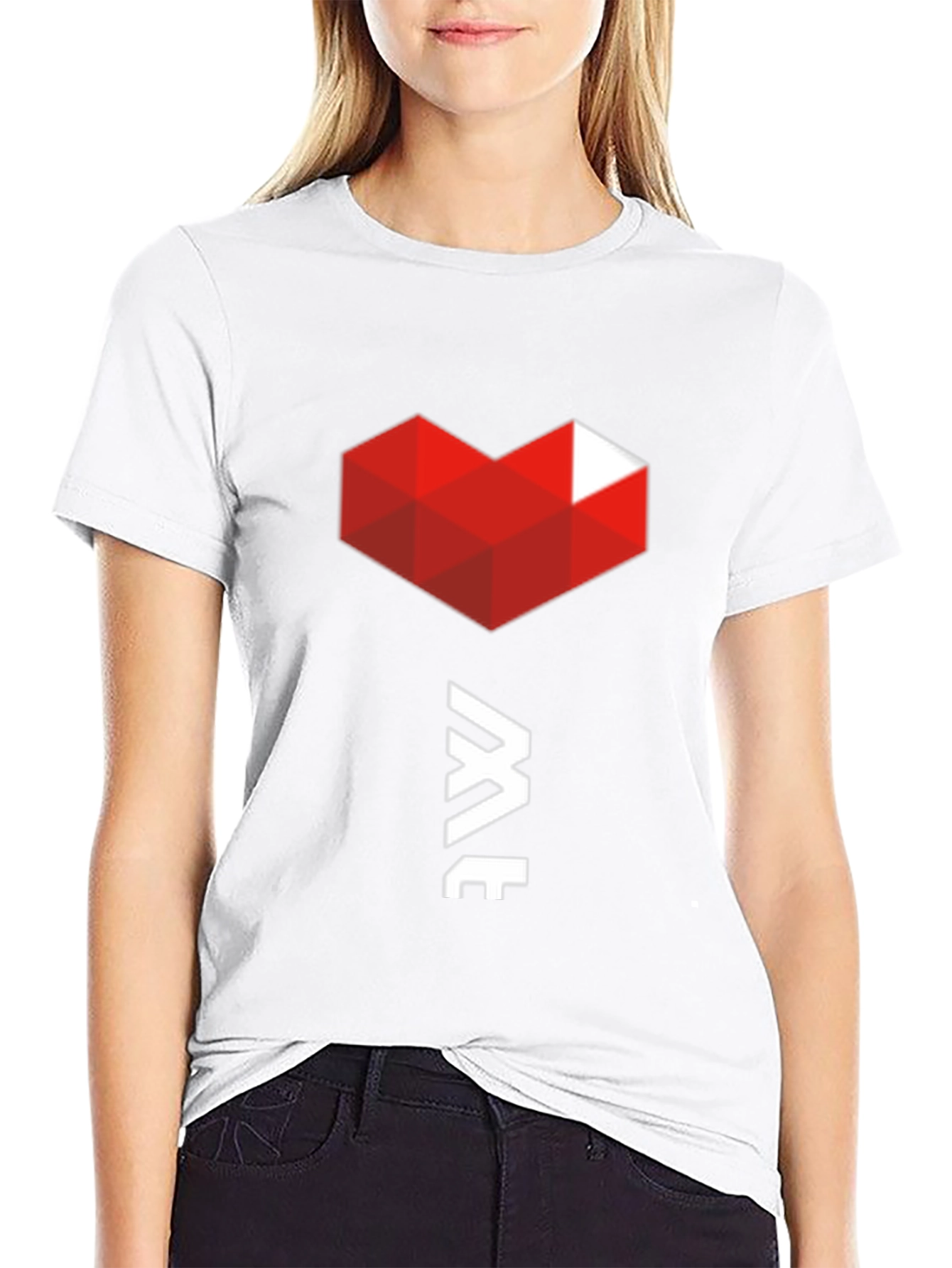 Geometric Heart Graphic Tee - Modern Black T-Shirt