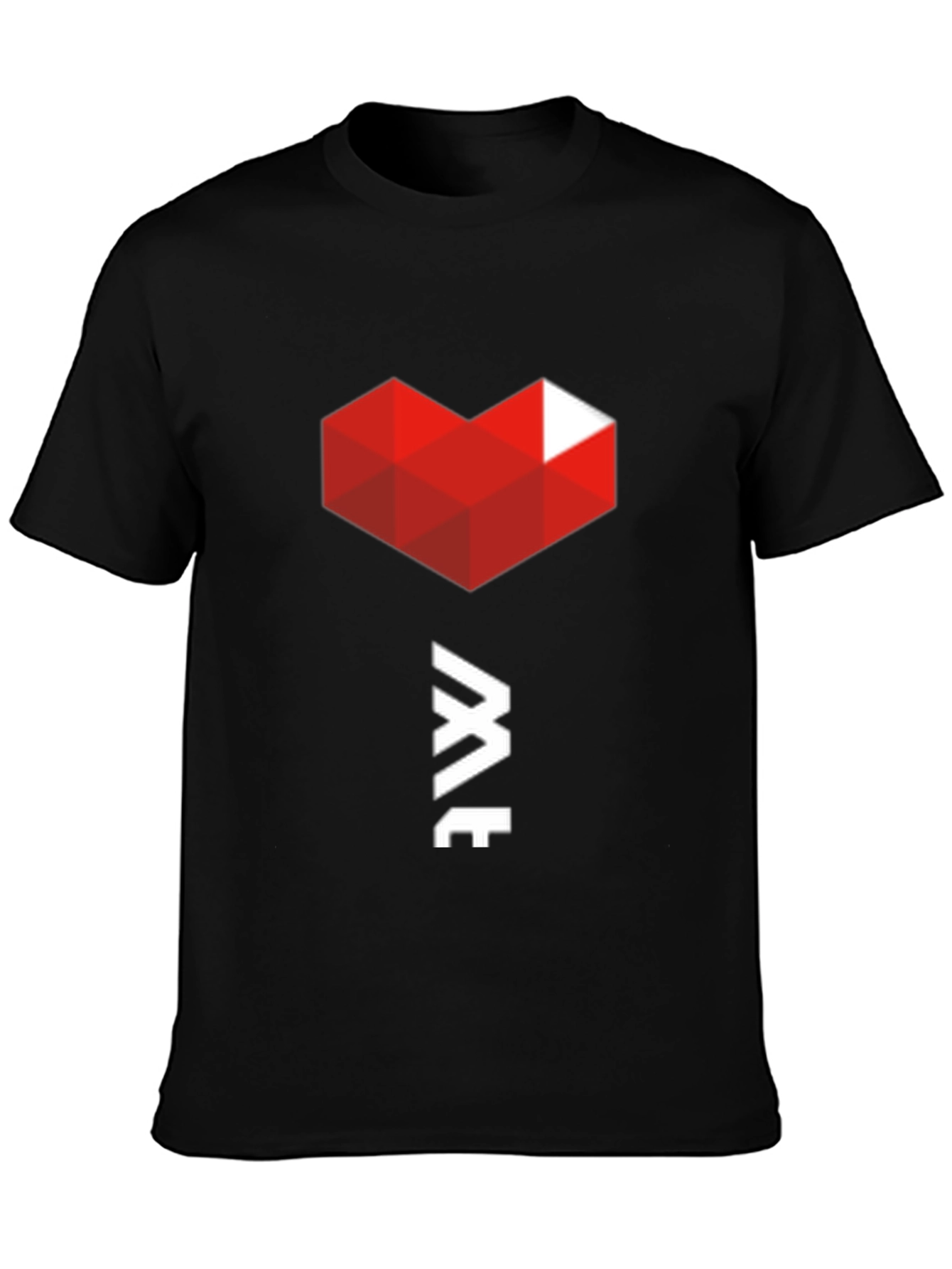 Geometric Heart Graphic Tee - Modern Black T-Shirt