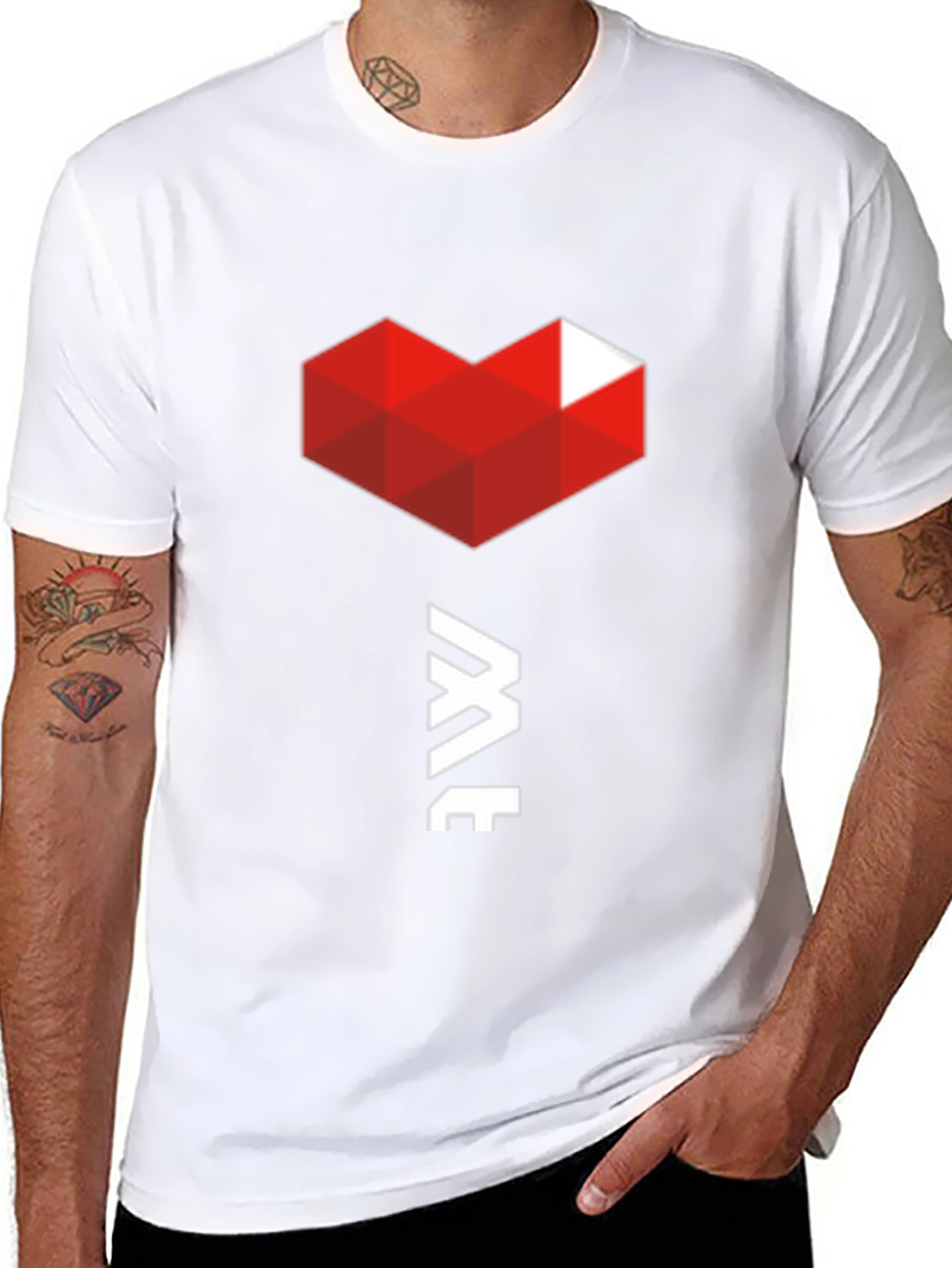 Geometric Heart Graphic Tee - Modern Black T-Shirt