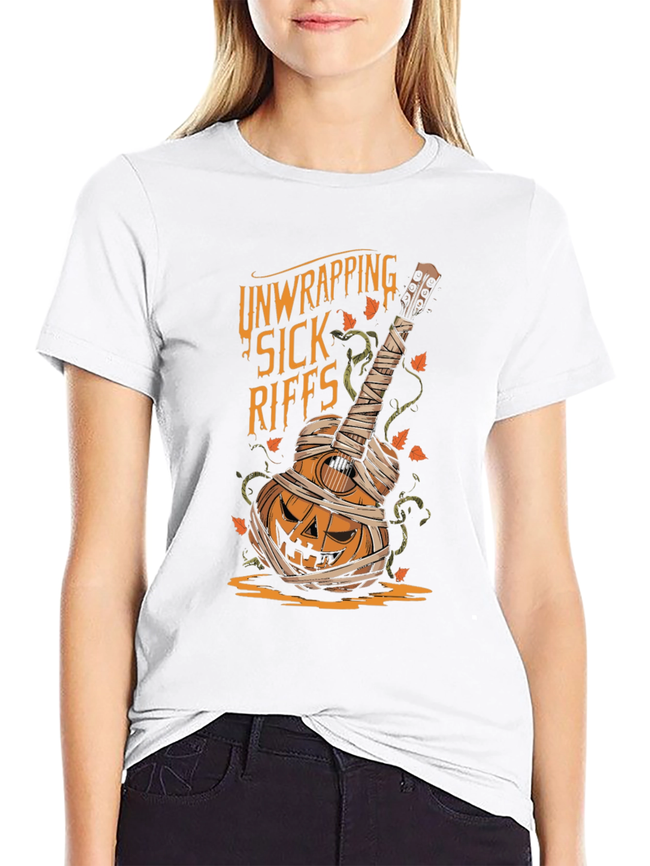 Unwrapping Sick Riffs Halloween Guitar T-Shirt