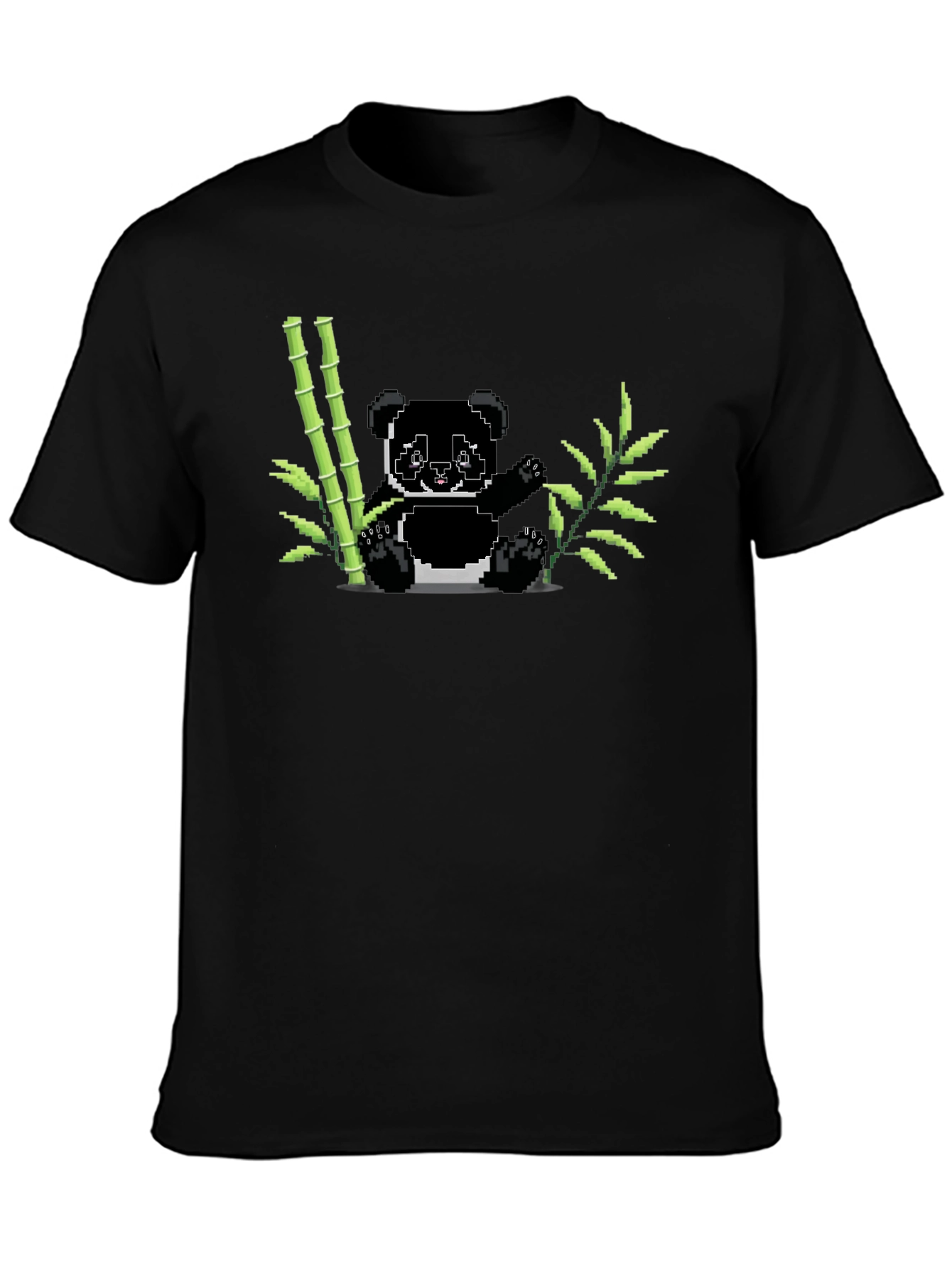Pixel Panda Bamboo Graphic Tee - Black