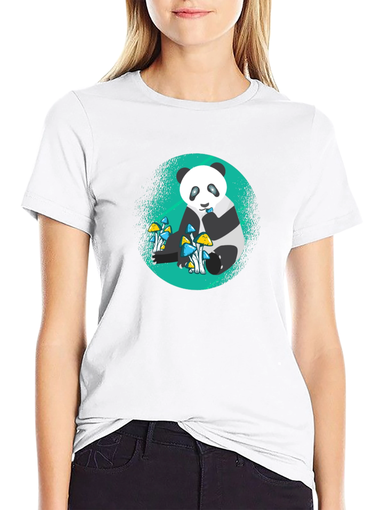 Panda Mushroom Graphic Tee - Mens Black T-Shirt