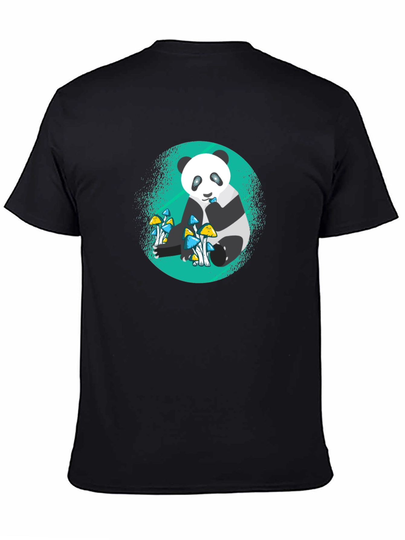 Panda Mushroom Graphic Tee - Mens Black T-Shirt