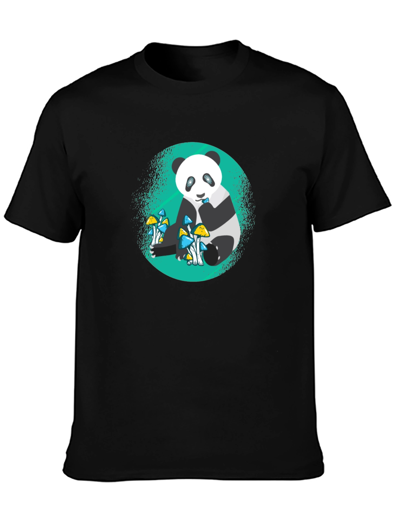 Panda Mushroom Graphic Tee - Mens Black T-Shirt