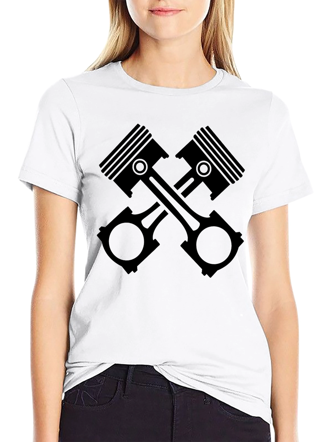 Crossed Pistons Graphic Tee - Automotive Enthusiast Shirt