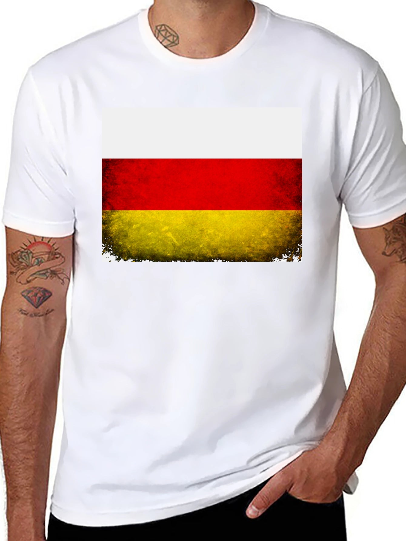 Ossetia Flag Distressed Black T-Shirt