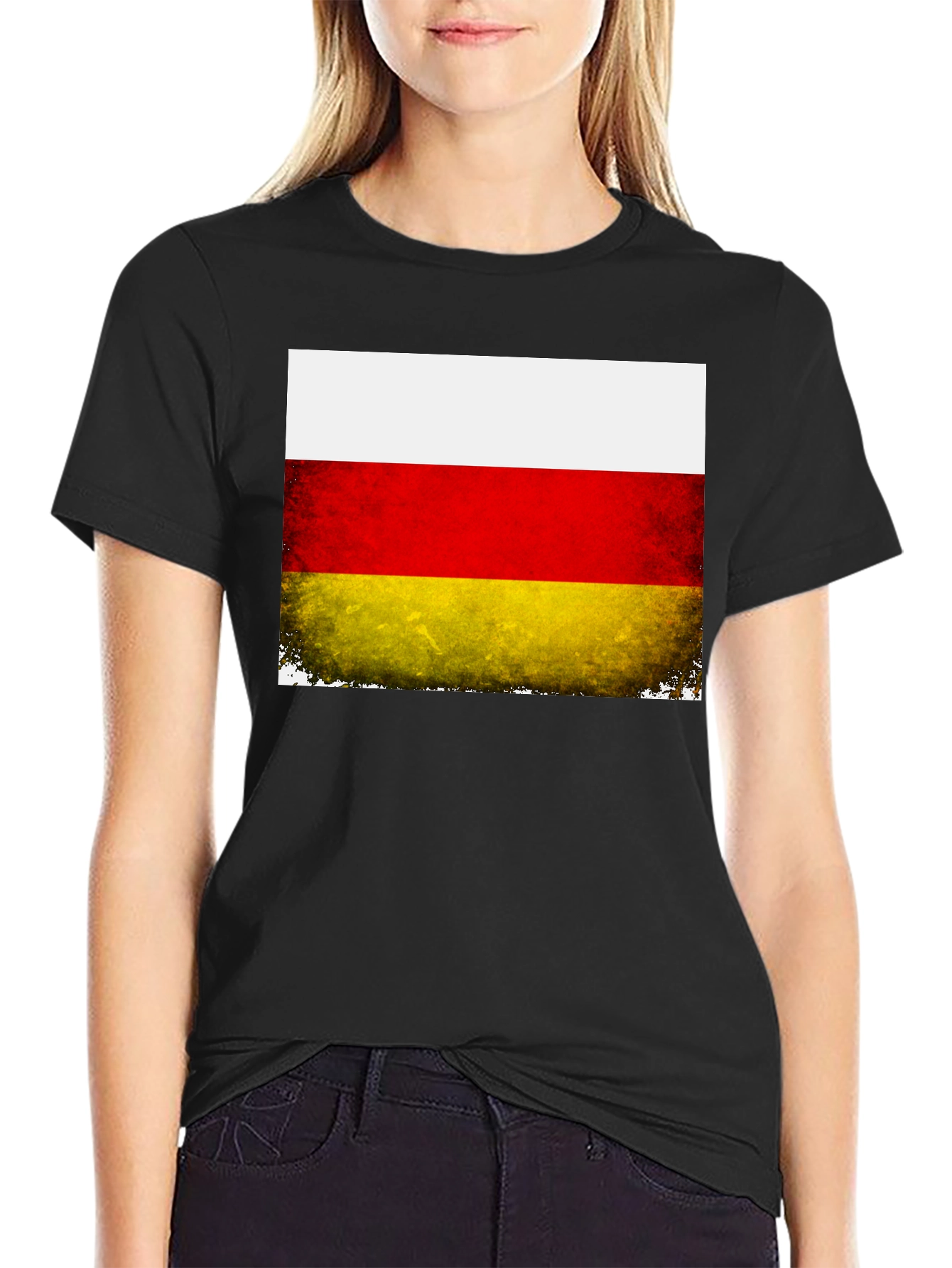 Ossetia Flag Distressed Black T-Shirt