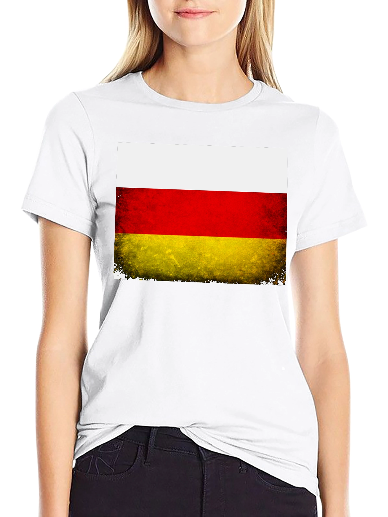 Ossetia Flag Distressed Black T-Shirt