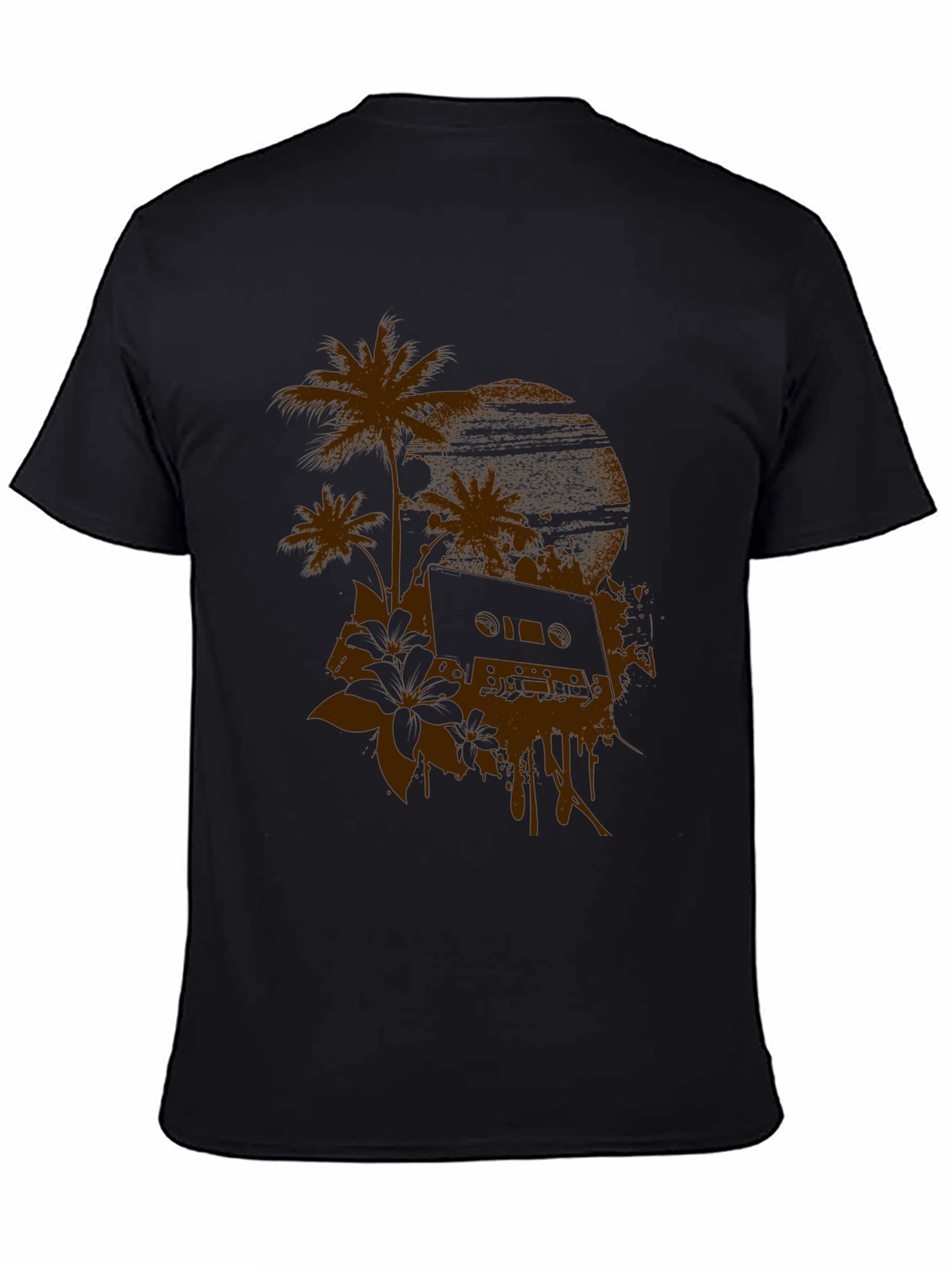 Retro Sunset Cassette Black Graphic Tee