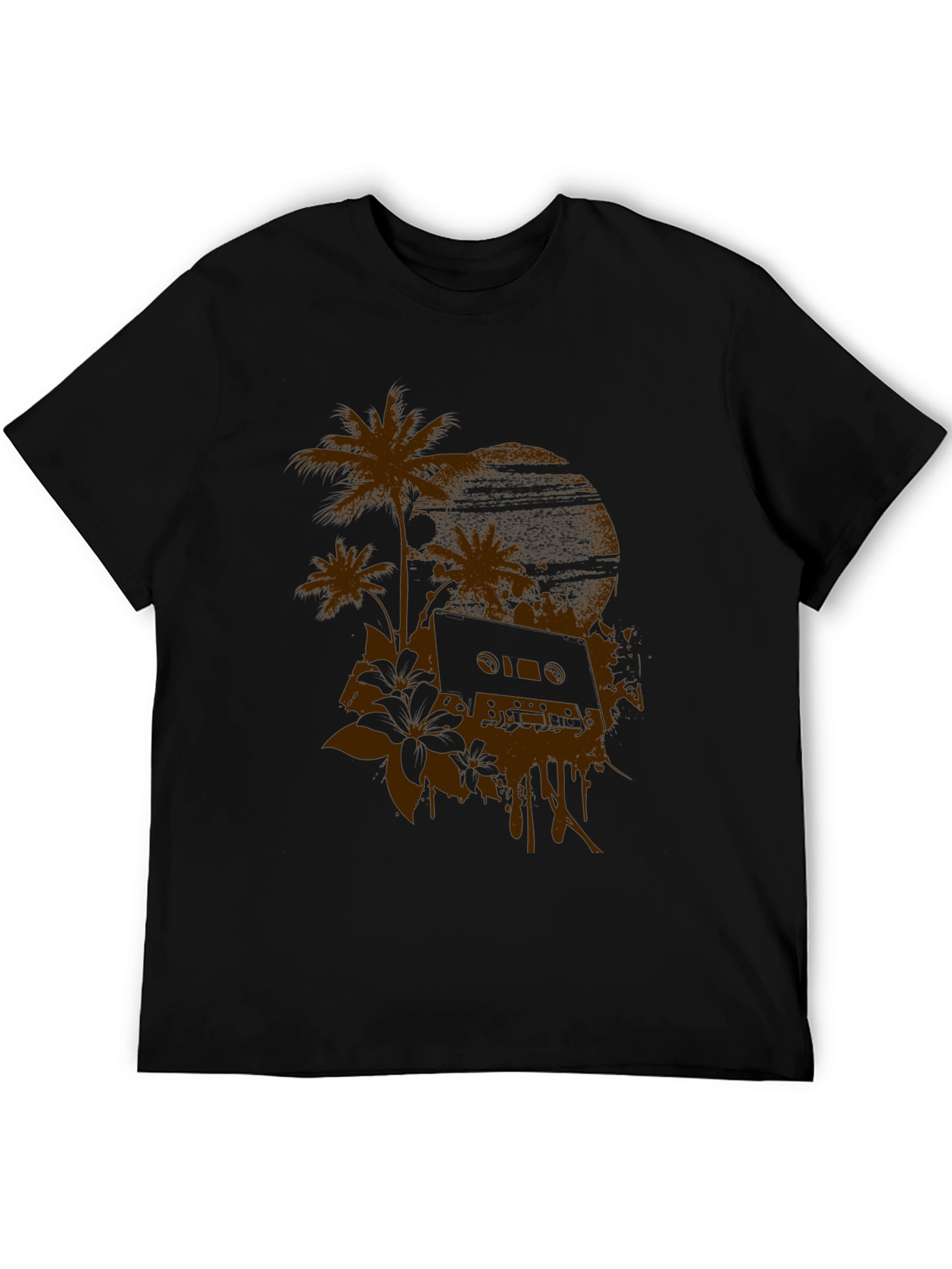 Retro Sunset Cassette Black Graphic Tee