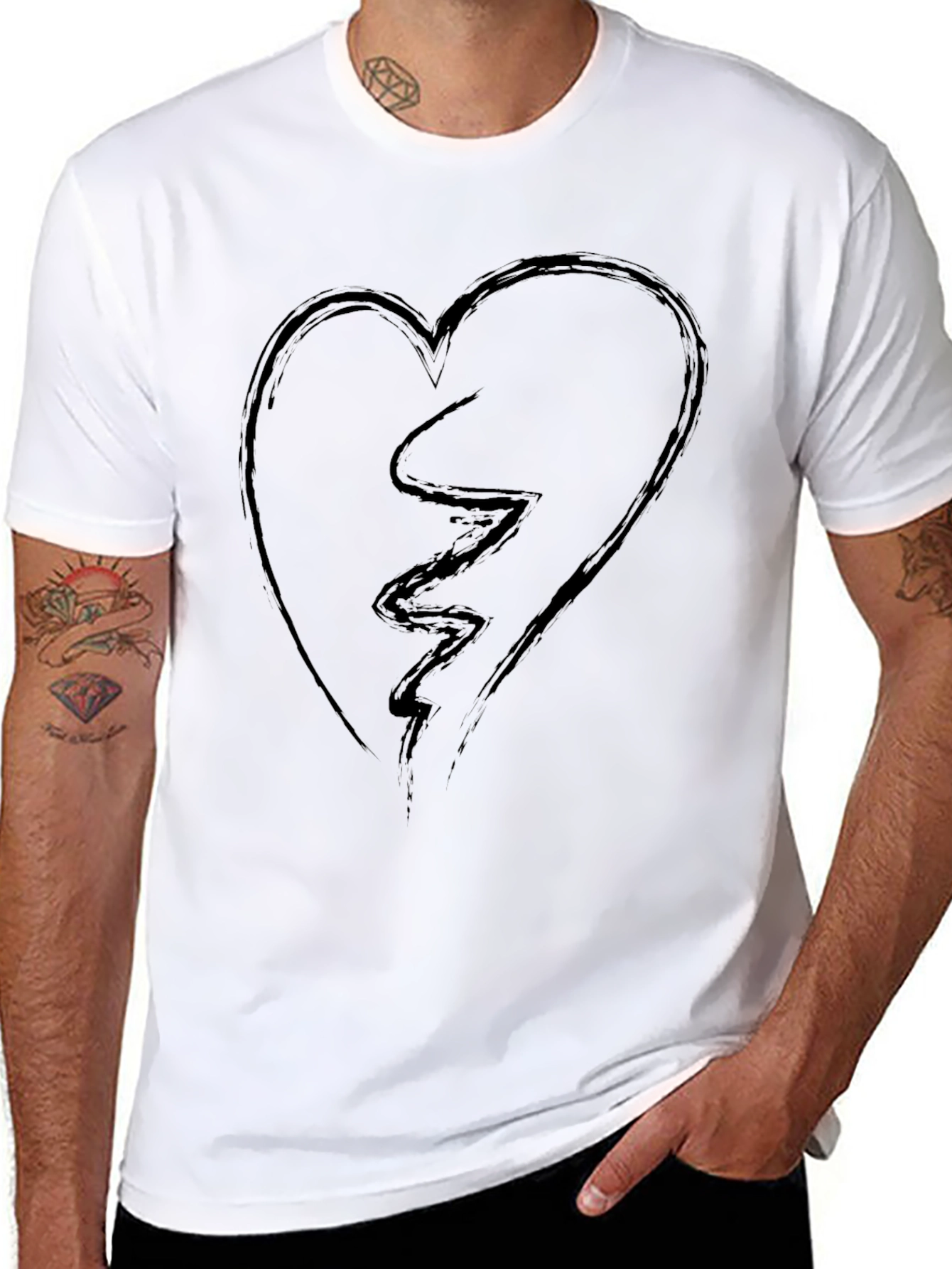 Broken Heart Graphic Tee - Mens Black T-Shirt