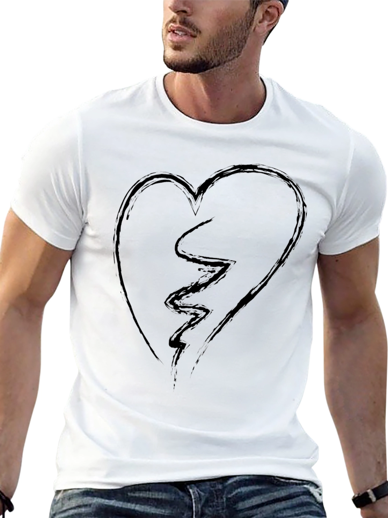 Broken Heart Graphic Tee - Mens Black T-Shirt