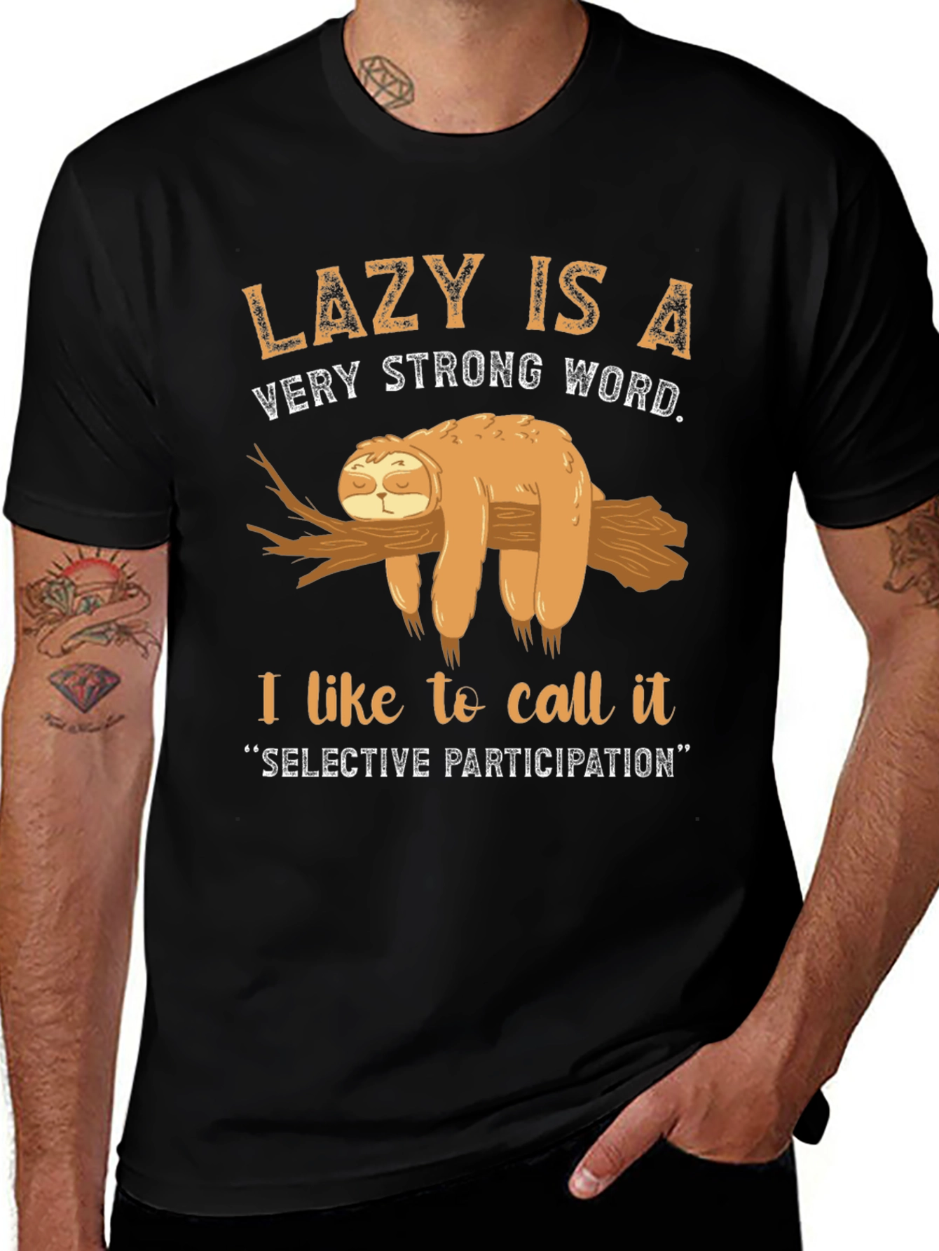 Lazy Sloth Graphic T-Shirt - Selective Participation