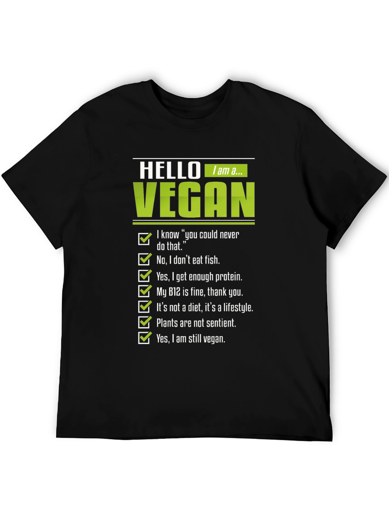 Vegan Statement Graphic Tee - Mens Black T-Shirt