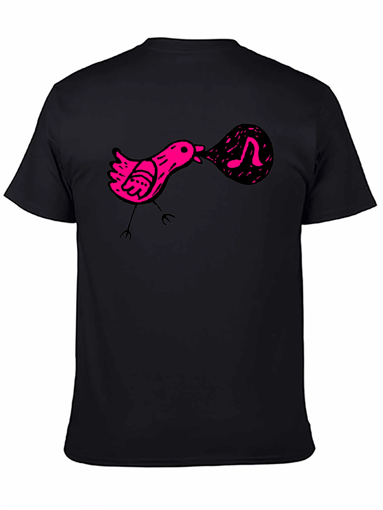 Singing Bird Graphic Tee - Black Cotton Comfort