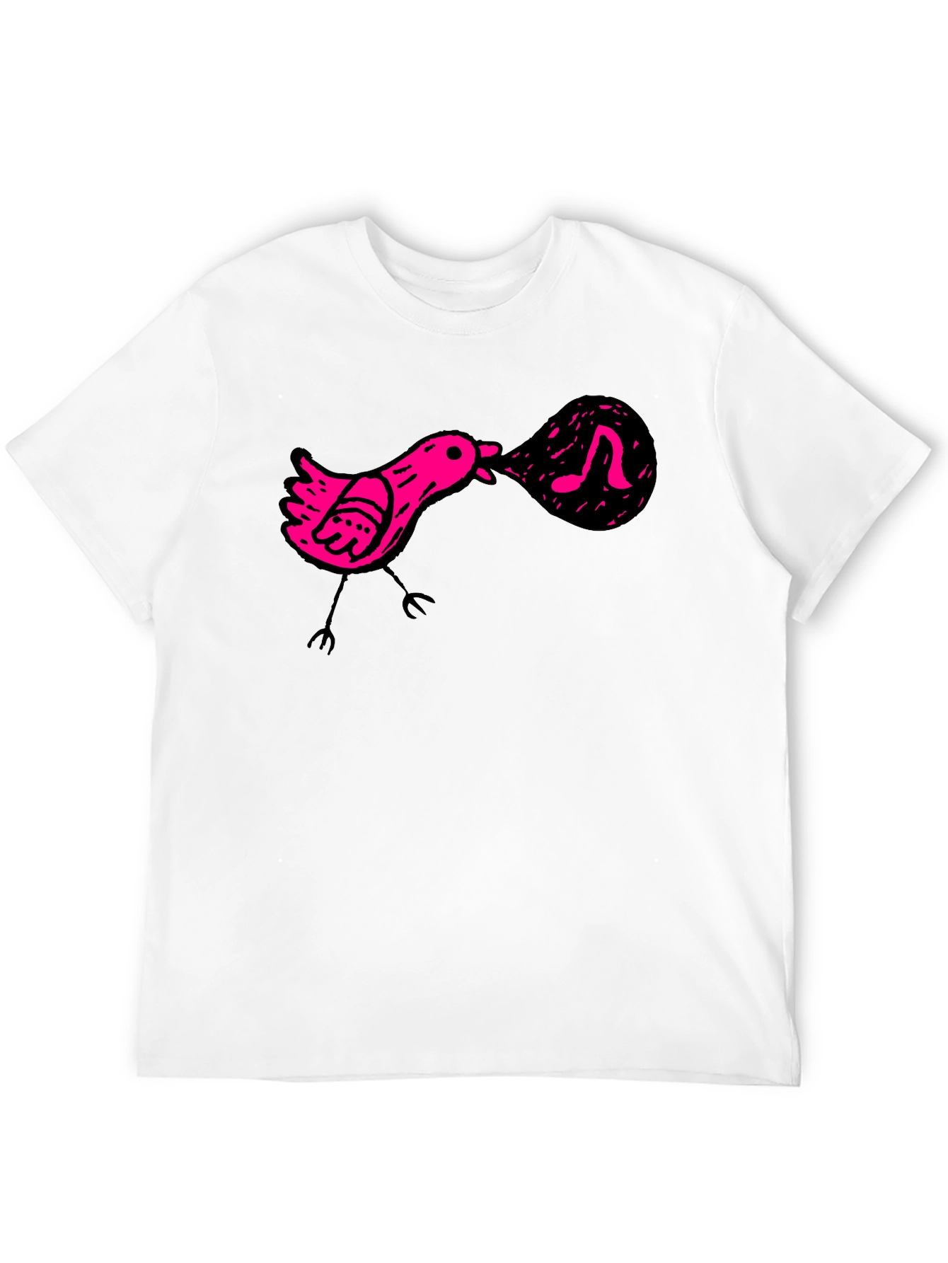 Singing Bird Graphic Tee - Black Cotton Comfort