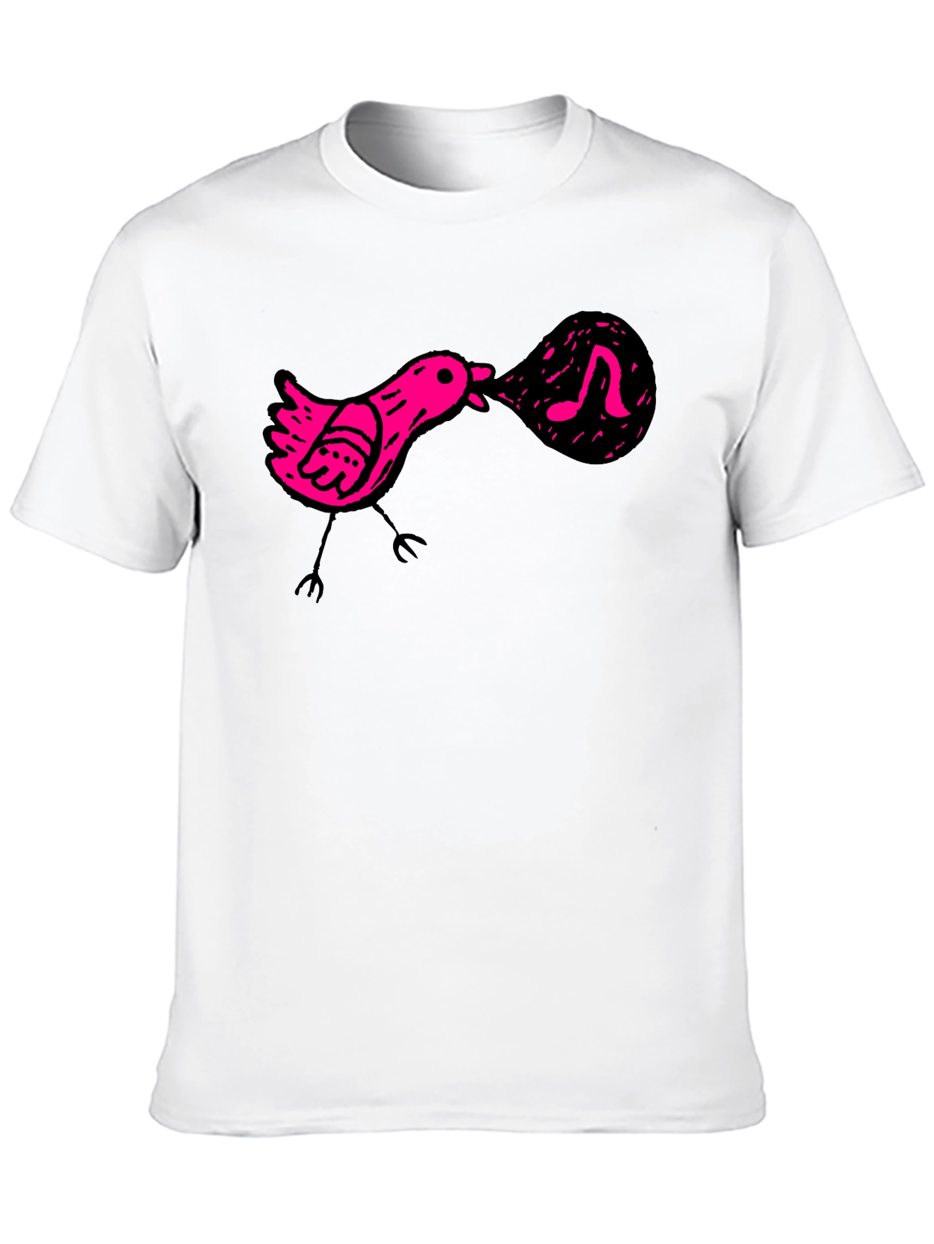 Singing Bird Graphic Tee - Black Cotton Comfort