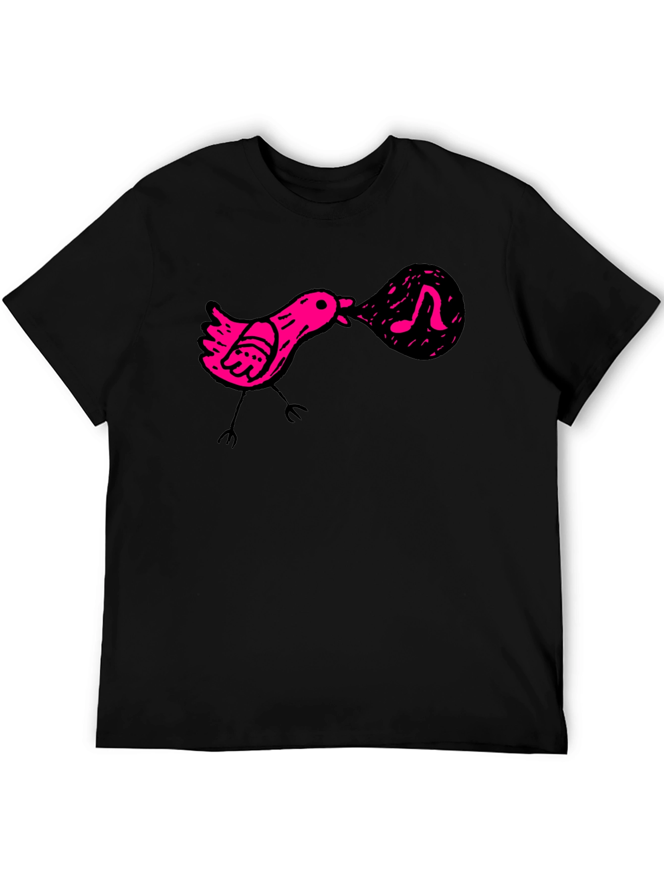 Singing Bird Graphic Tee - Black Cotton Comfort