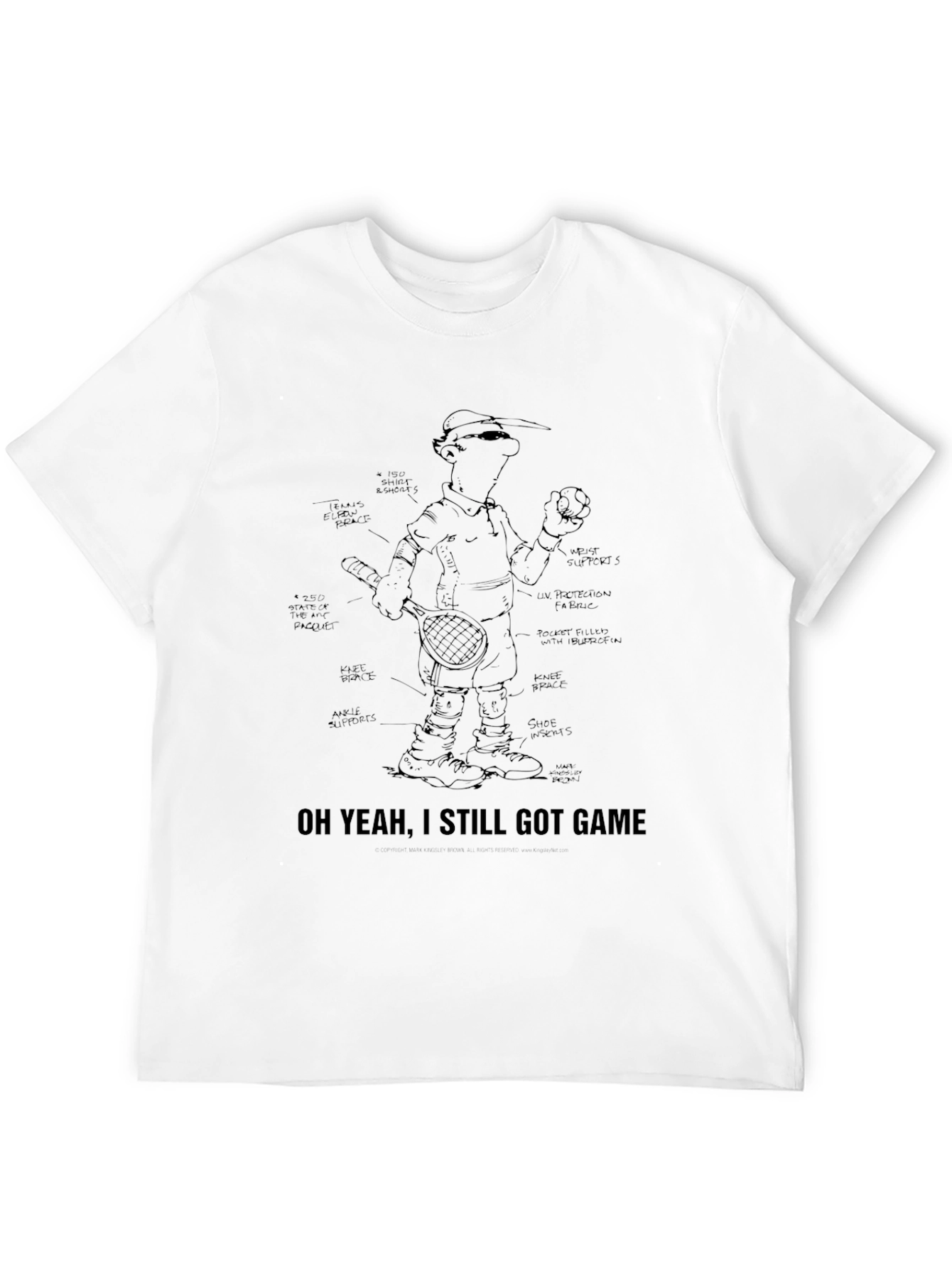 Funny Tennis Player Blueprint Black T-Shirt