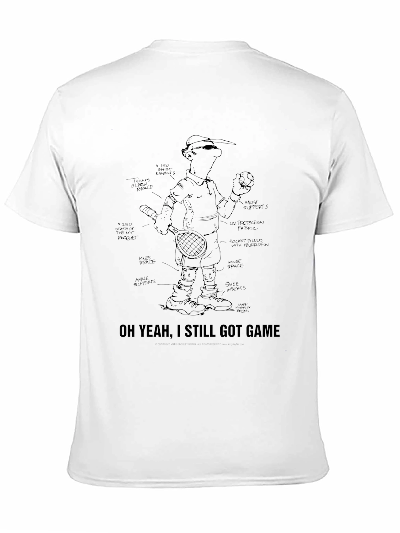Funny Tennis Player Blueprint Black T-Shirt
