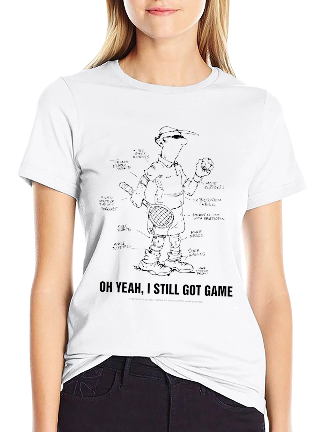 Funny Tennis Player Blueprint Black T-Shirt