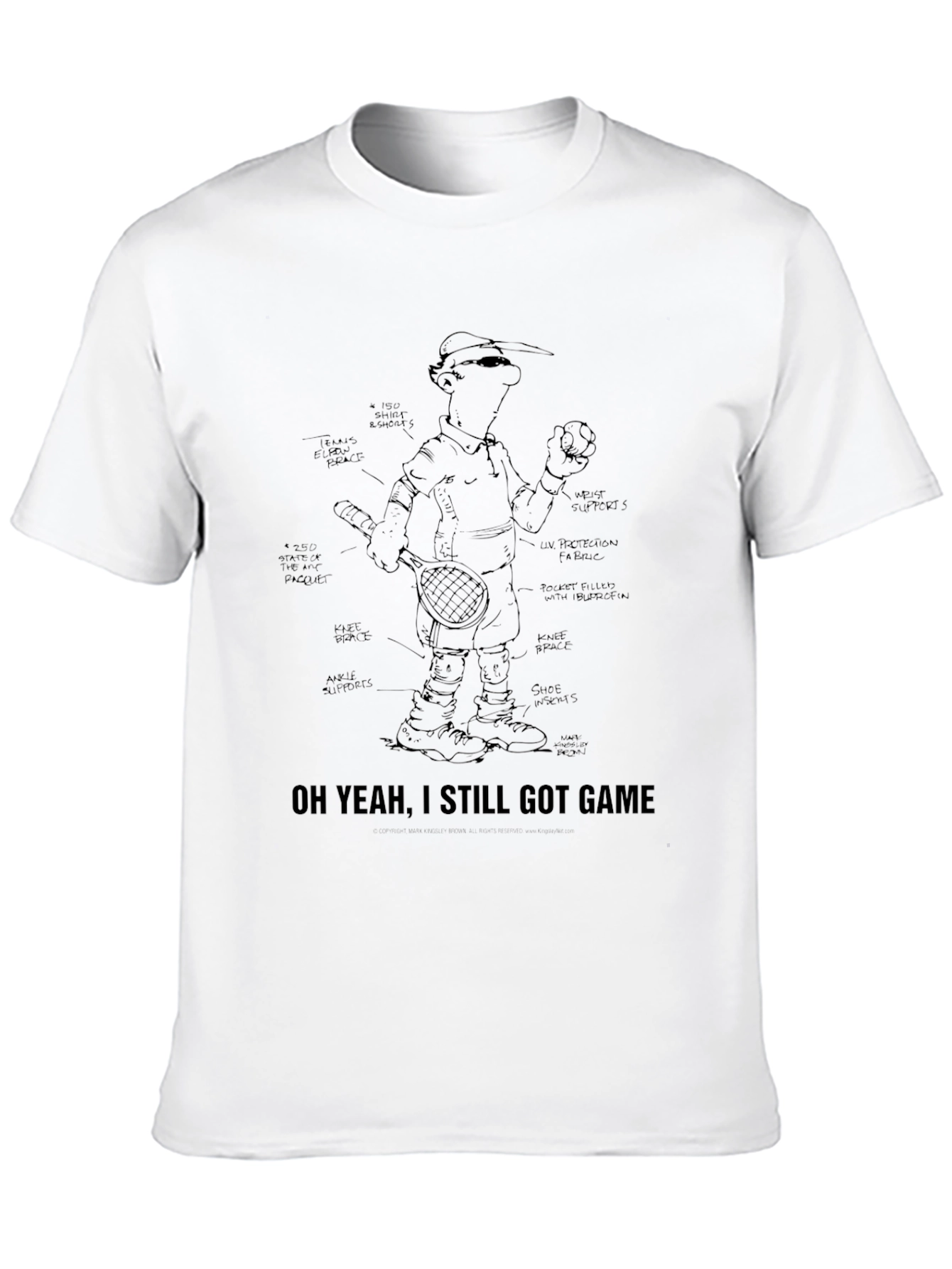 Funny Tennis Player Blueprint Black T-Shirt
