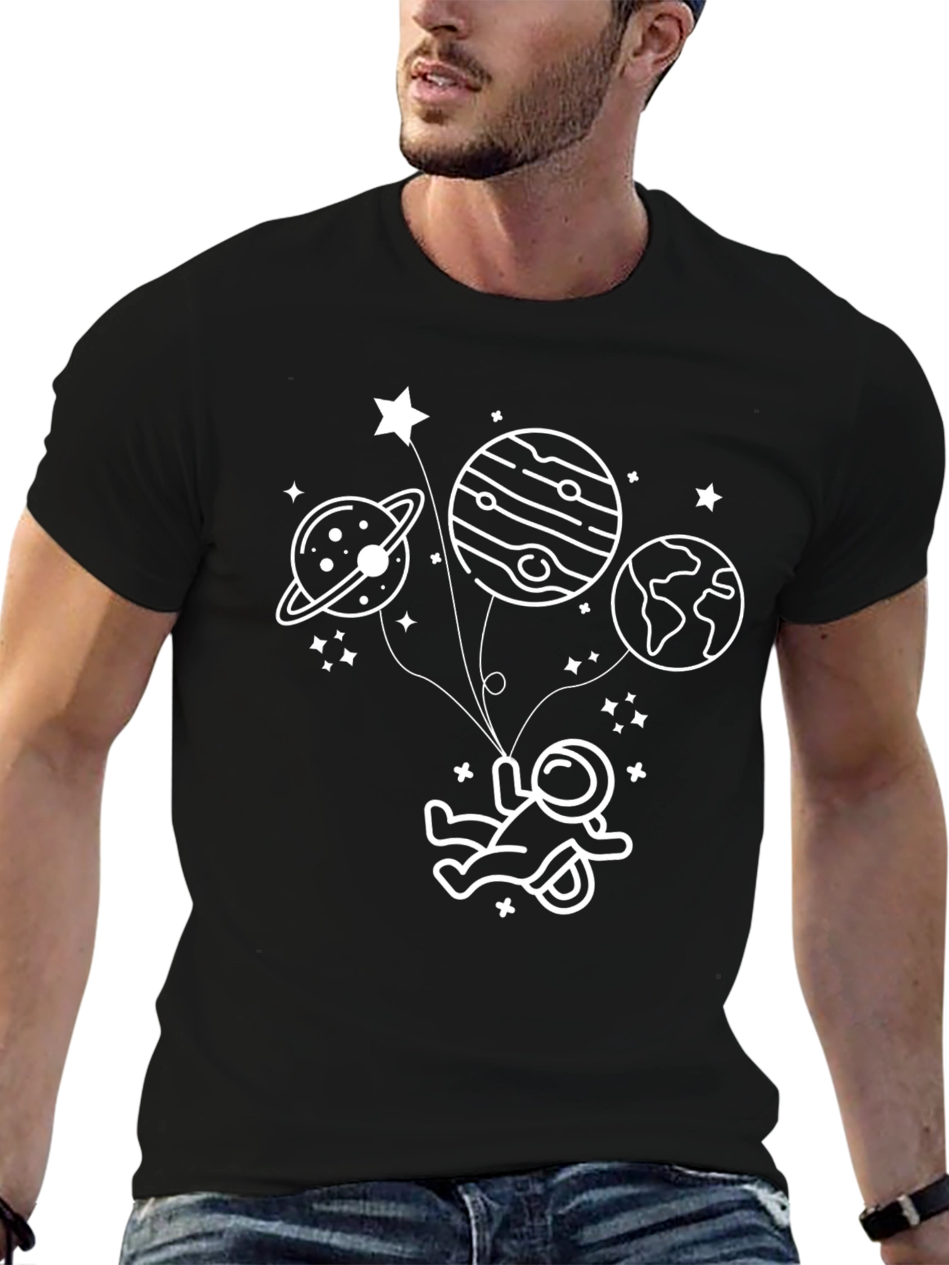Astronaut in Space T-Shirt - Black