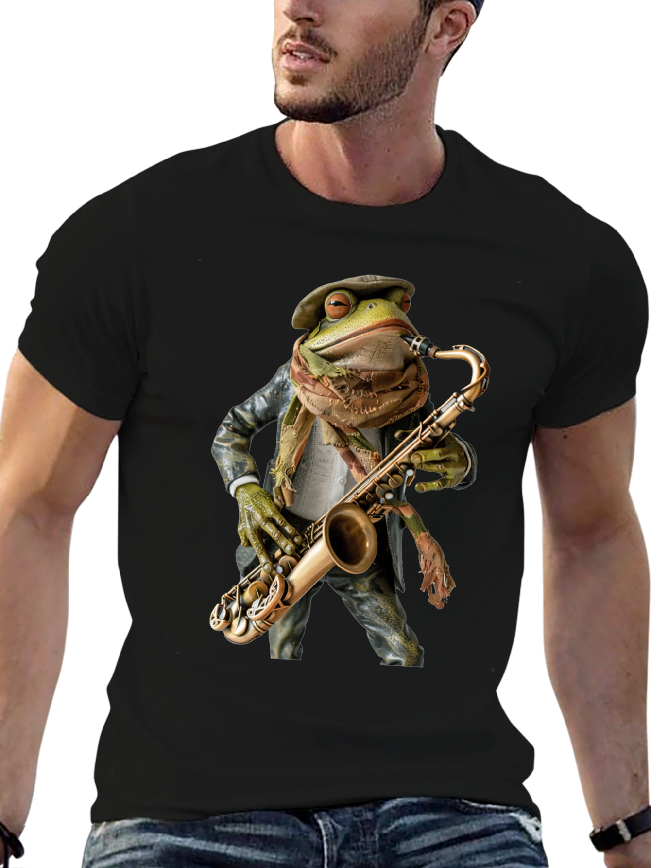 Jazz Frog Saxophone T-Shirt - Cool Musician Tee