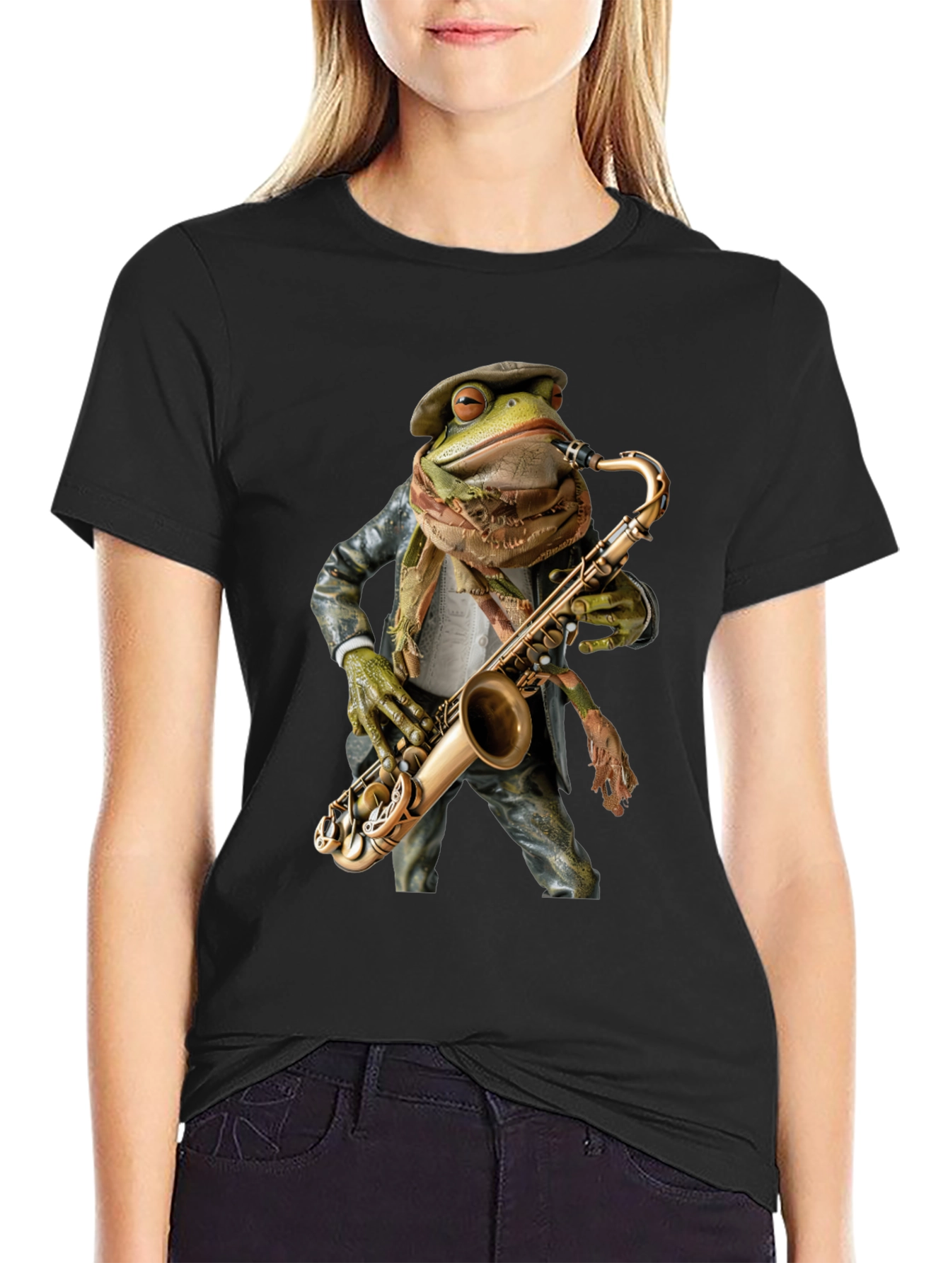 Jazz Frog Saxophone T-Shirt - Cool Musician Tee