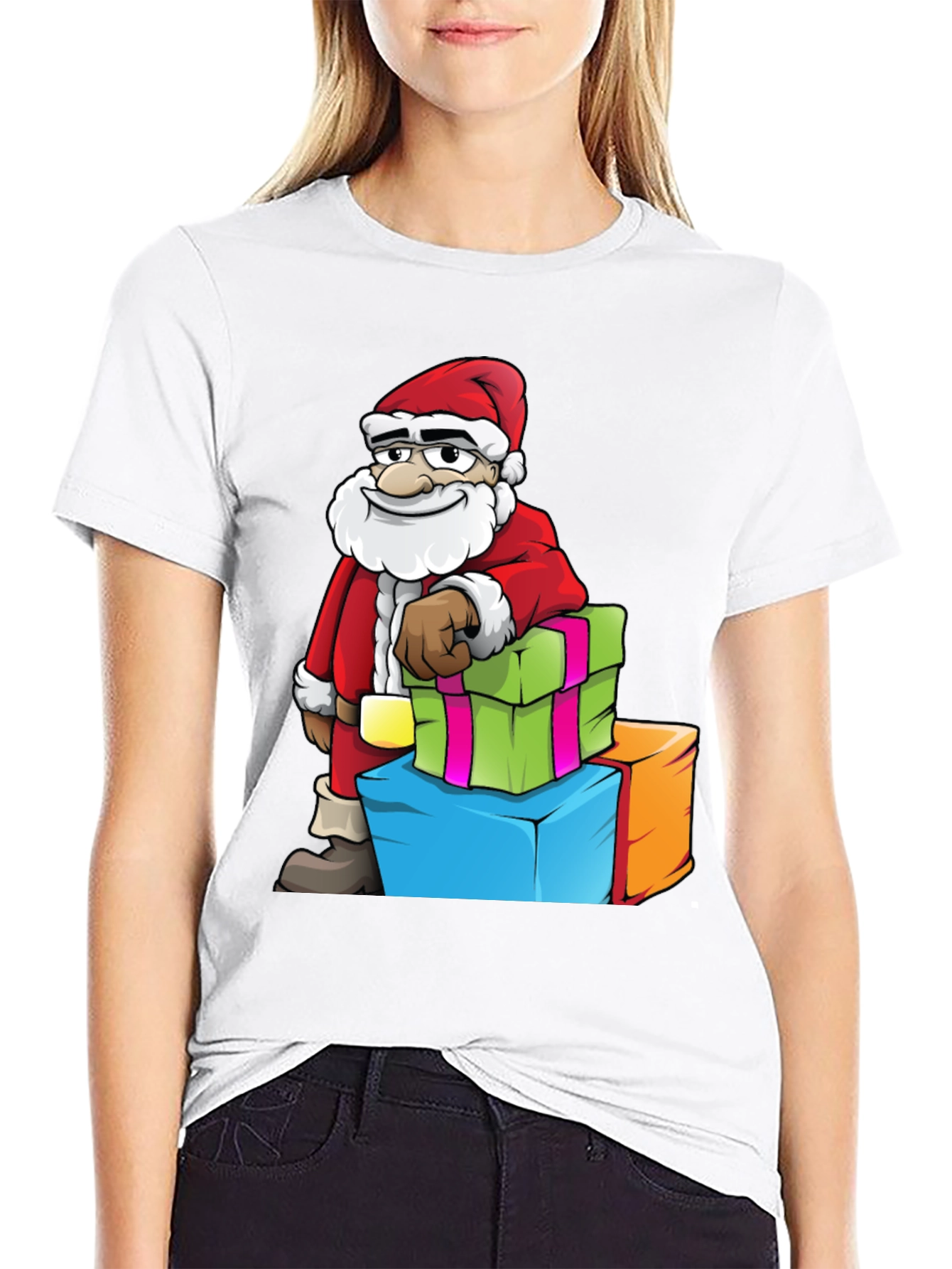 Santa with Gifts Graphic Tee - Holiday Cheer