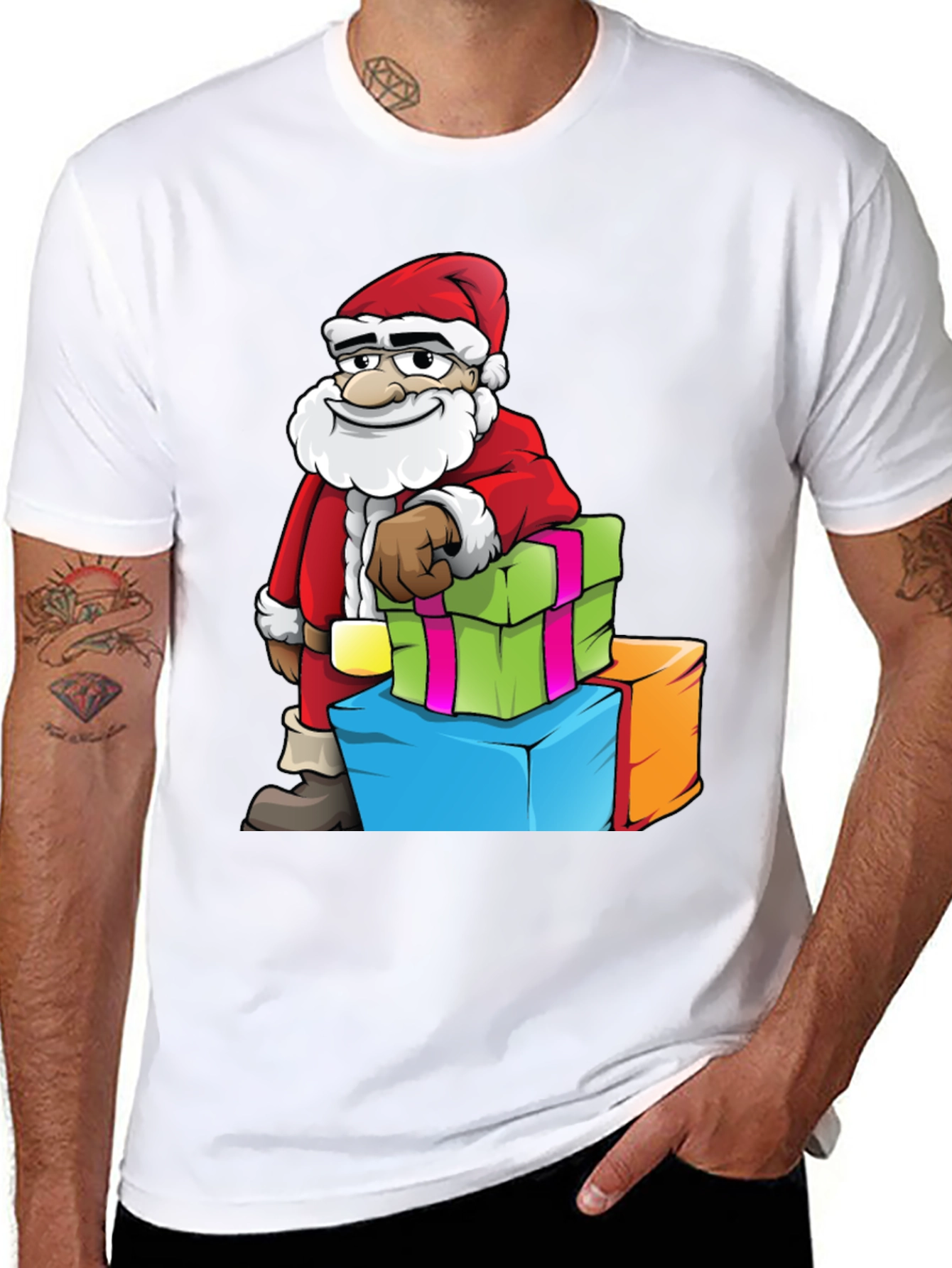 Santa with Gifts Graphic Tee - Holiday Cheer