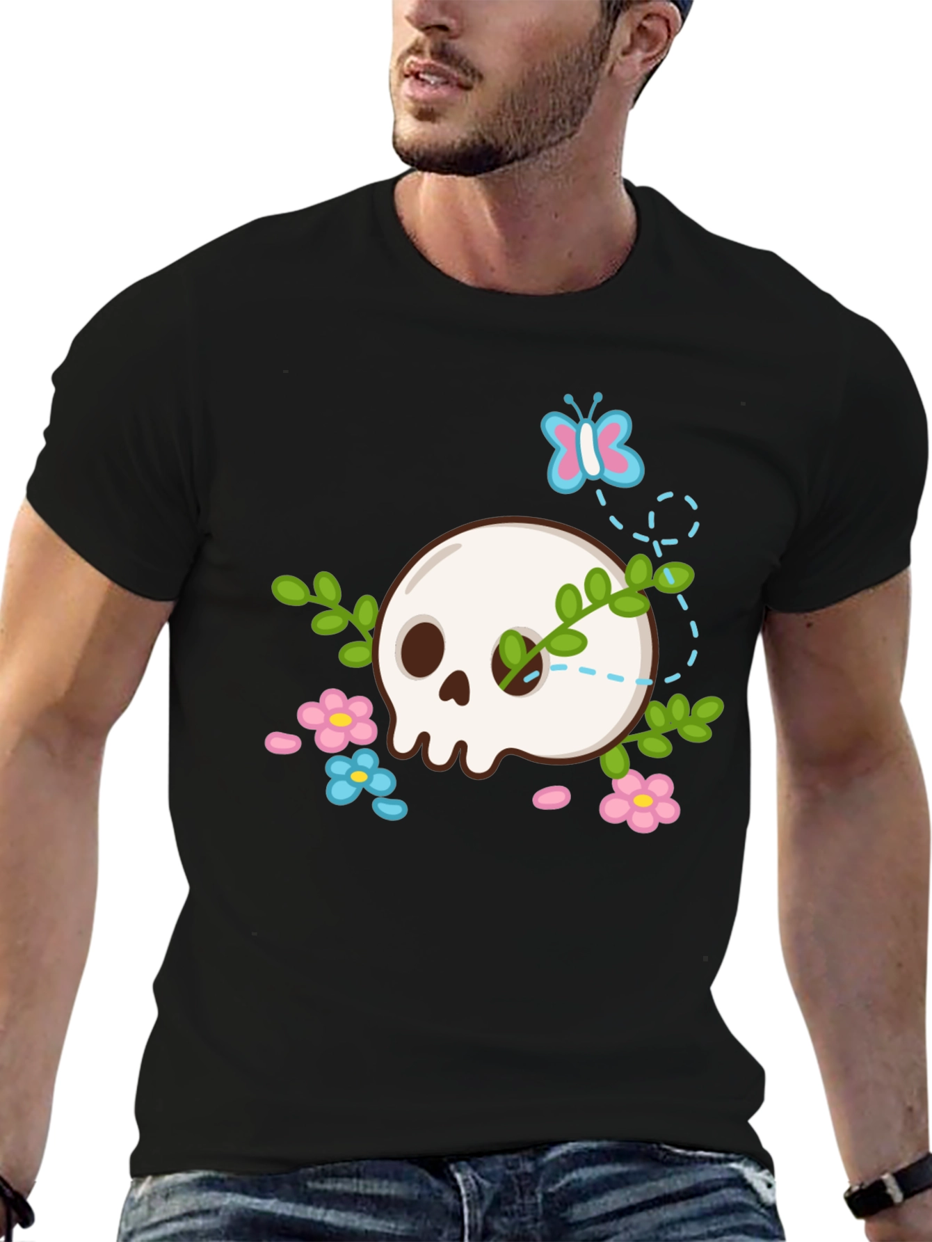 Skull & Flowers Graphic T-Shirt