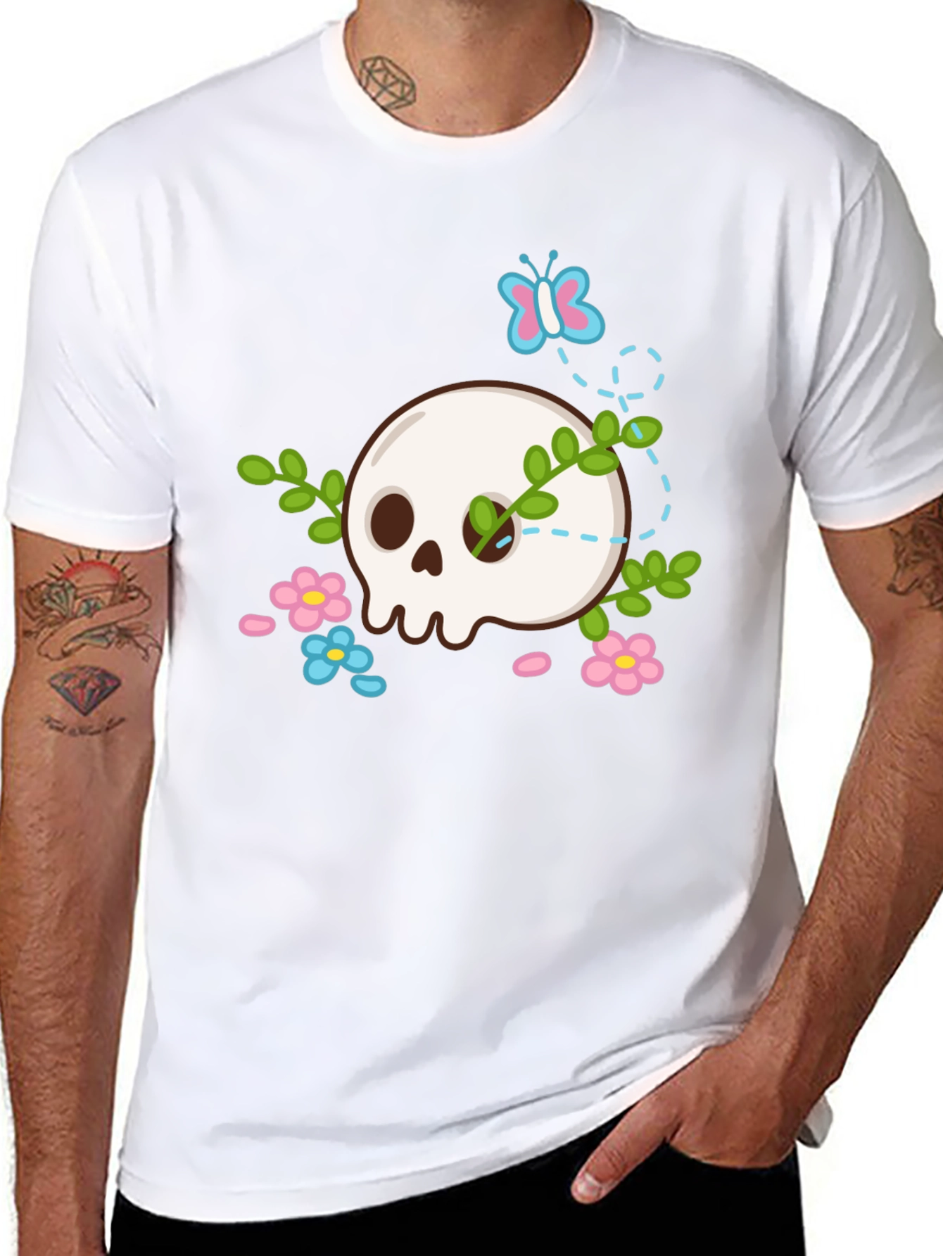 Skull & Flowers Graphic T-Shirt