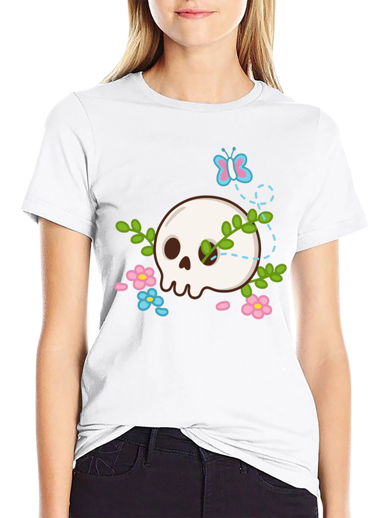 Skull & Flowers Graphic T-Shirt