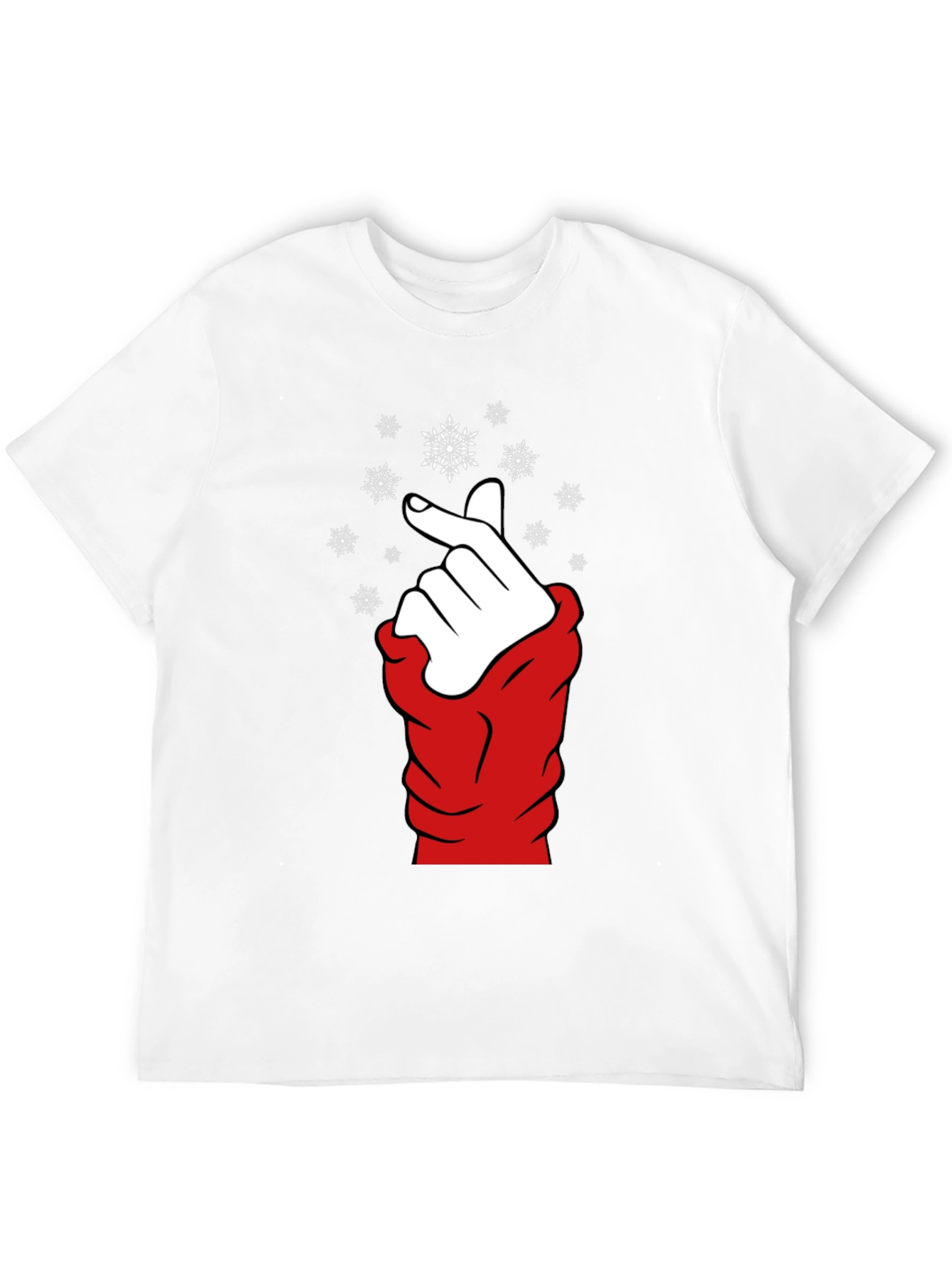 Heart Finger Snowflake Graphic Black T-Shirt