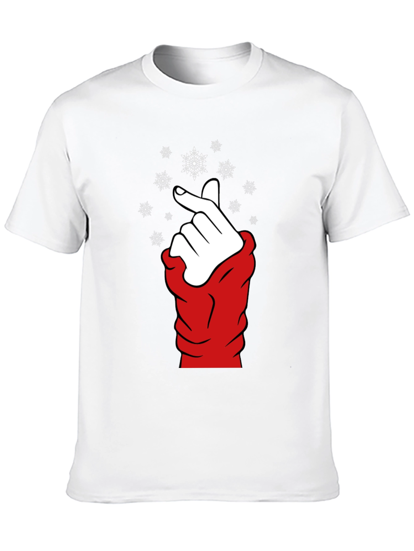 Heart Finger Snowflake Graphic Black T-Shirt