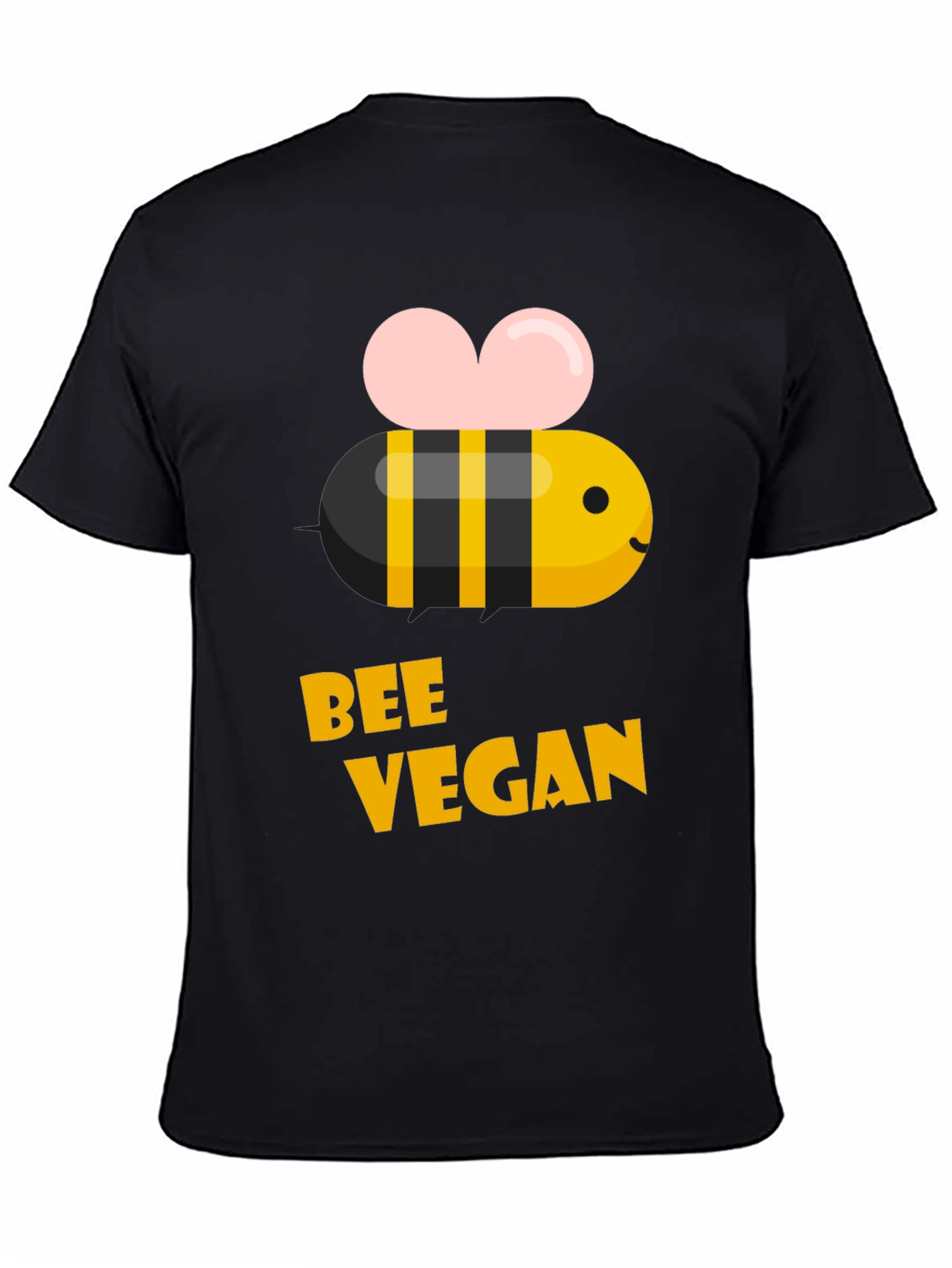 Bee Vegan T-Shirt - Black Crew Neck