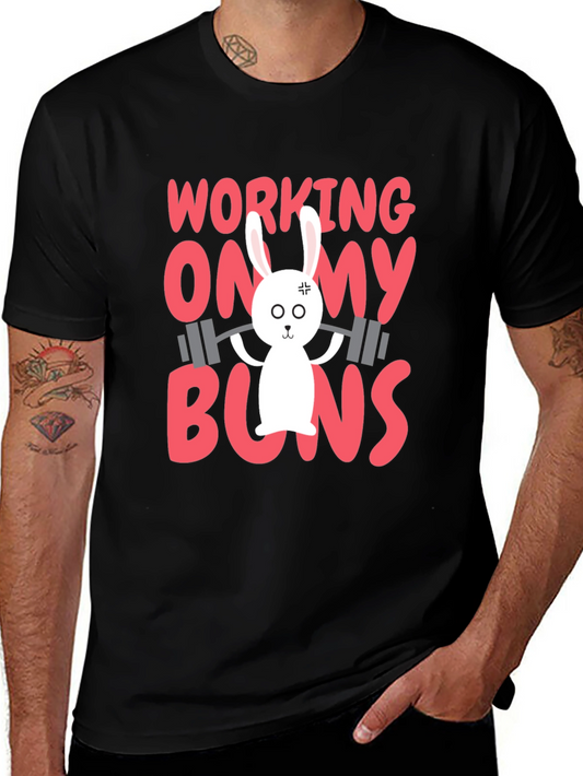Funny Workout Bunny T-Shirt - Working On My Buns