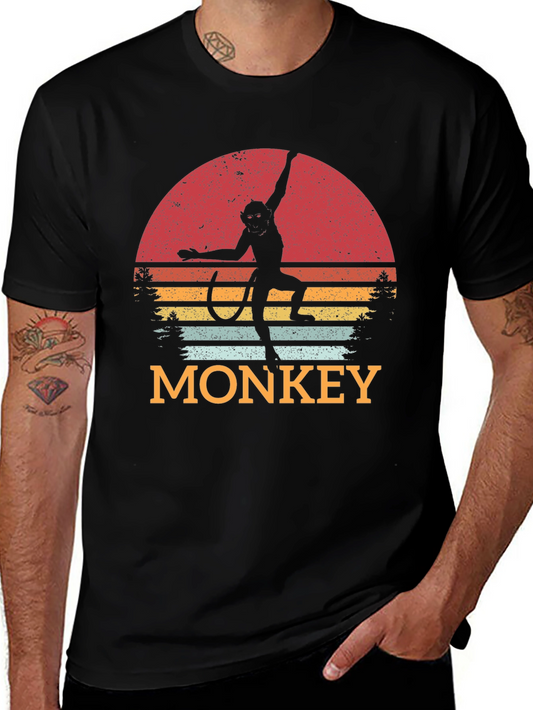 Retro Monkey Silhouette T-Shirt - Vintage Design