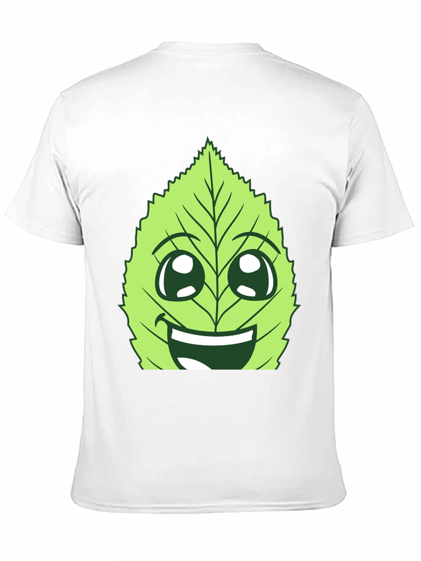 Funny Leaf Face Graphic T-Shirt - Black Cotton Tee
