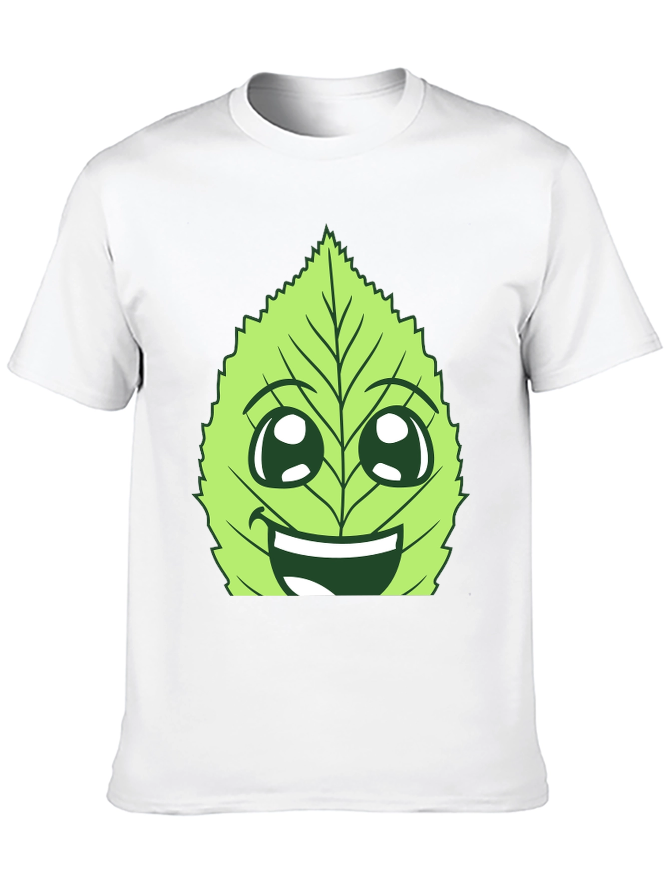 Funny Leaf Face Graphic T-Shirt - Black Cotton Tee