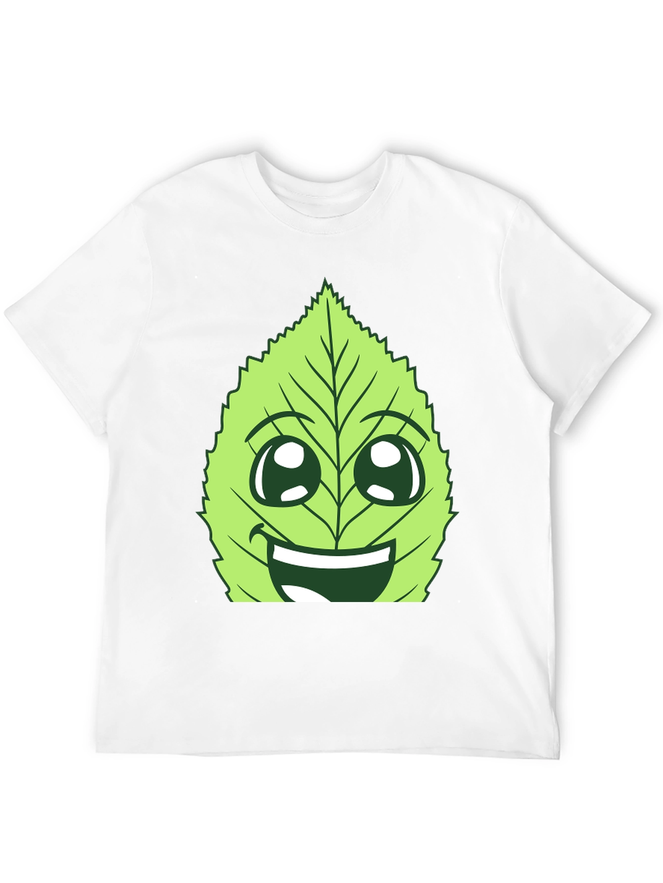 Funny Leaf Face Graphic T-Shirt - Black Cotton Tee