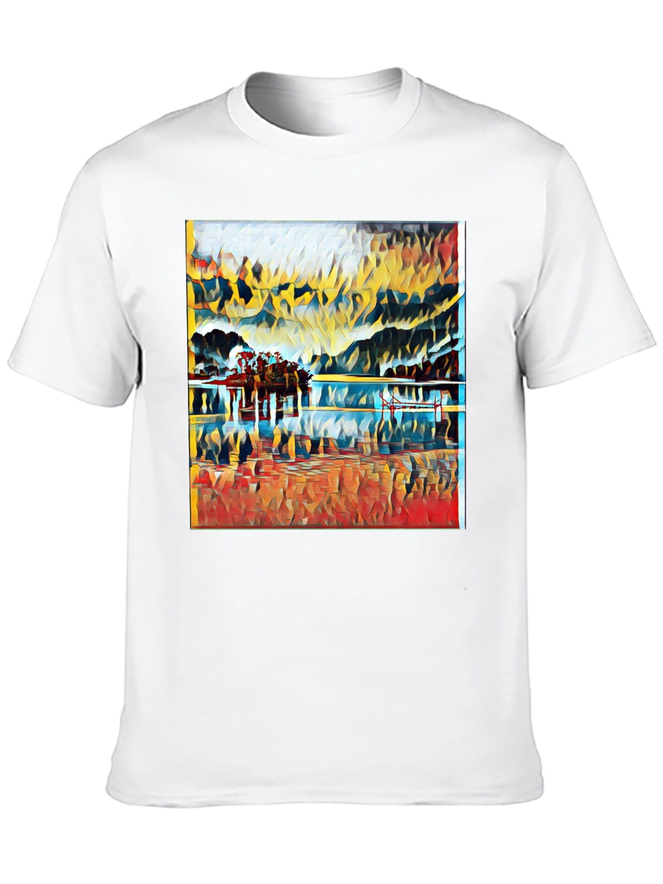 Abstract Landscape Print Black T-Shirt