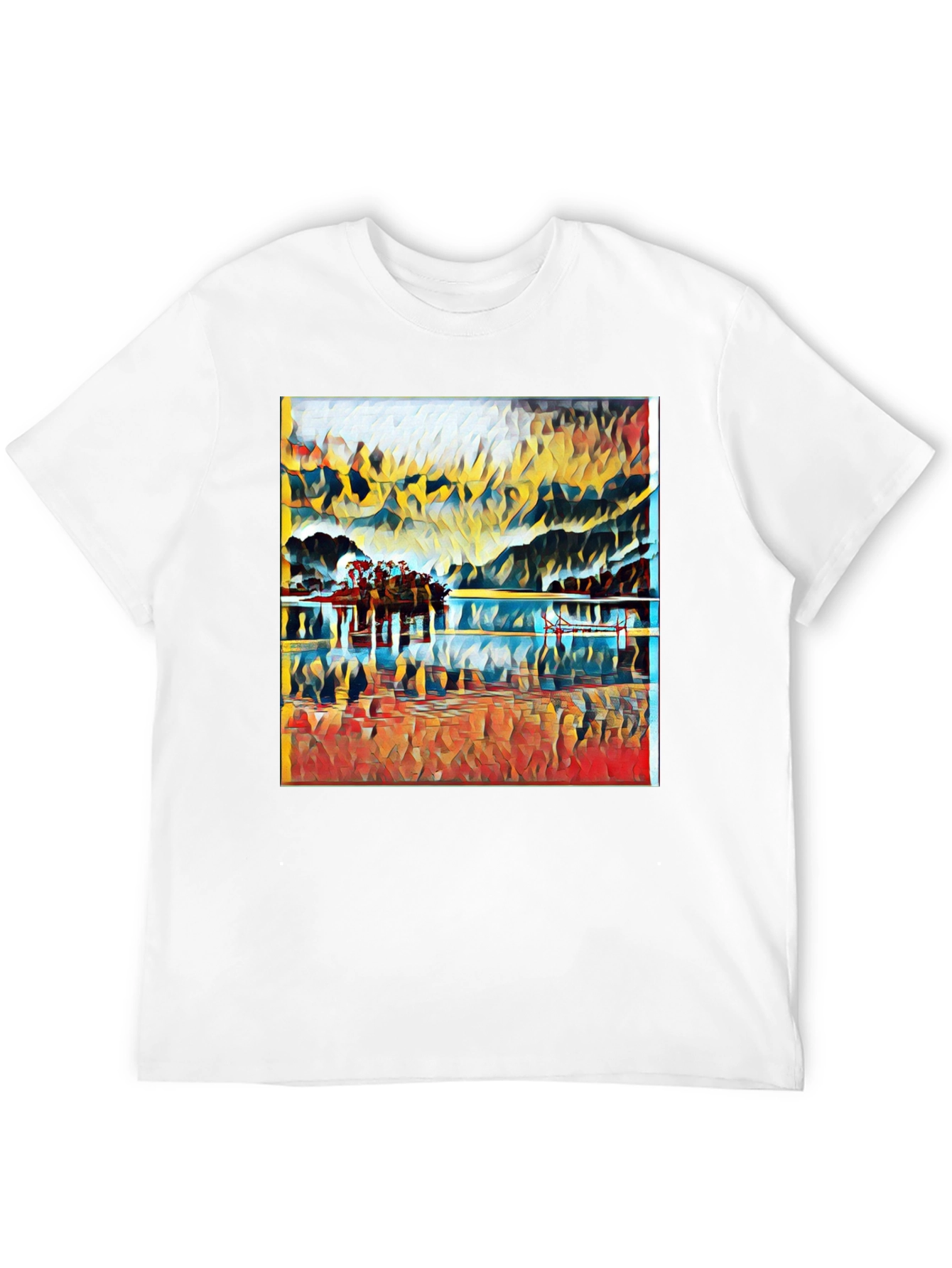 Abstract Landscape Print Black T-Shirt